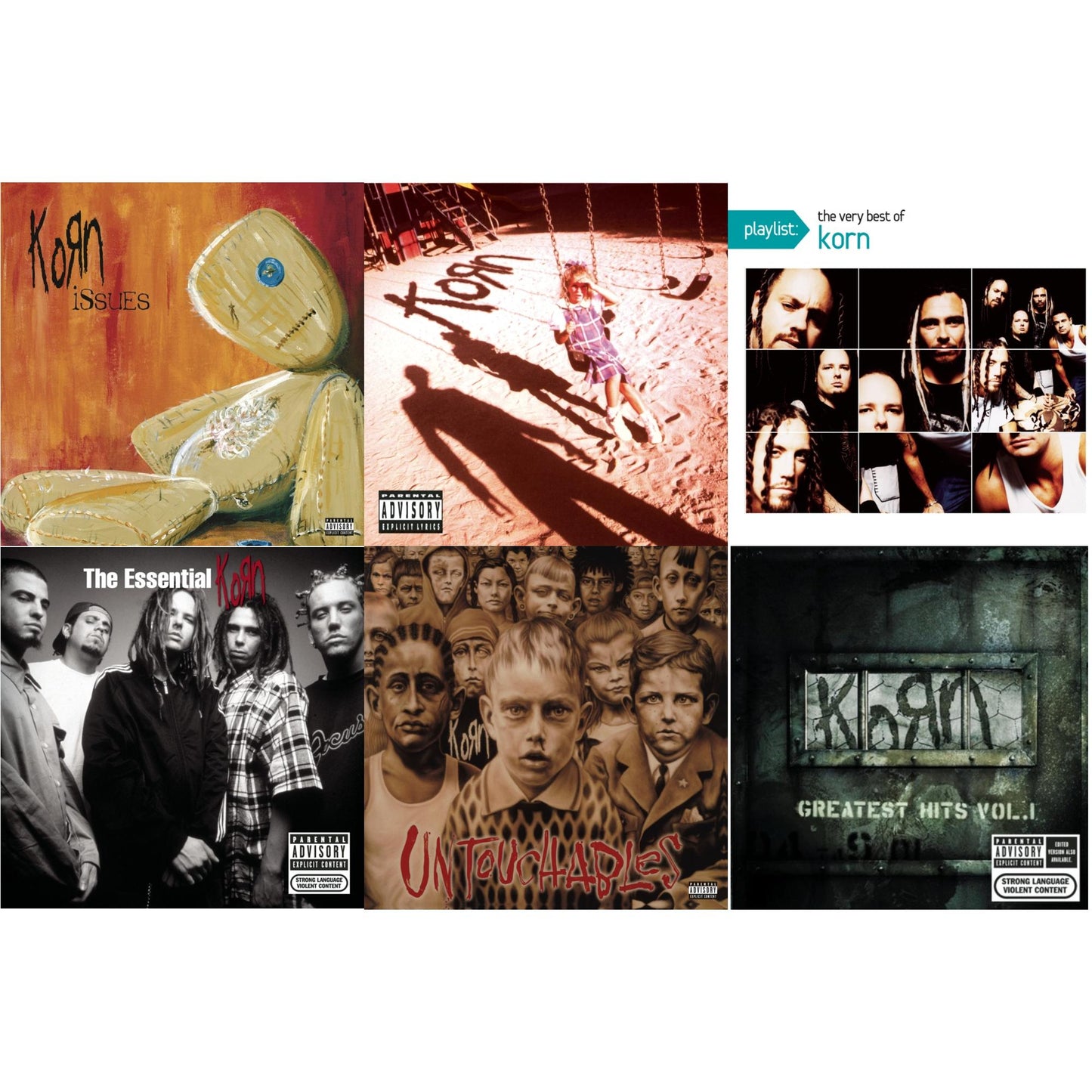 This is a 6 CD SKU bundle.
1.This CD is brand new.Format: CDMusic Style: Nu MetalThis item's title is: Issues (Explicit)Artist: KornLabel: LEGACYBarcode: 886978795427Release Date: 3/15/2011
2.This CD is brand new.