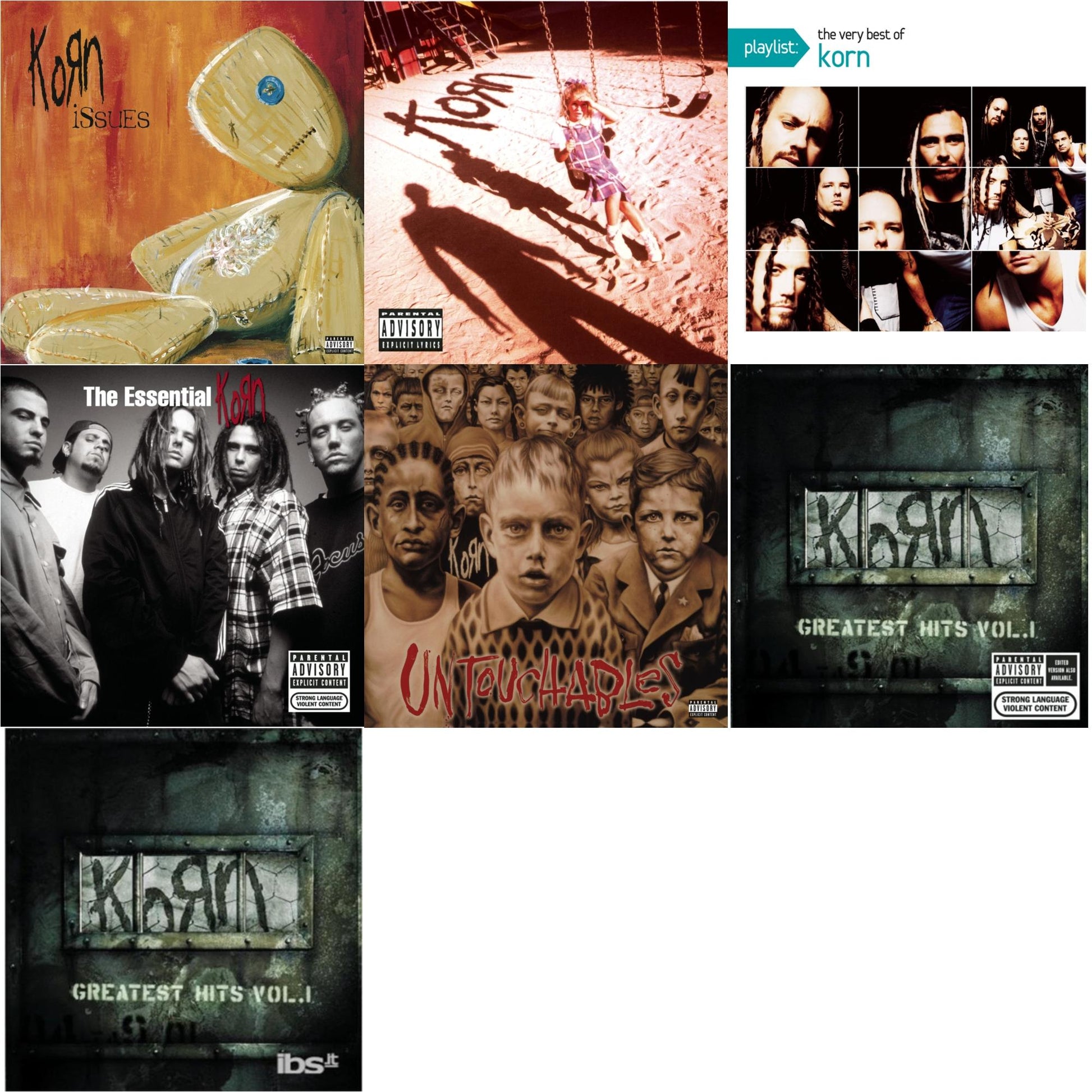 This is a 7 CD SKU bundle.
1.This CD is brand new.Format: CDMusic Style: Nu MetalThis item's title is: Issues (Explicit)Artist: KornLabel: LEGACYBarcode: 886978795427Release Date: 3/15/2011
2.This CD is brand new.