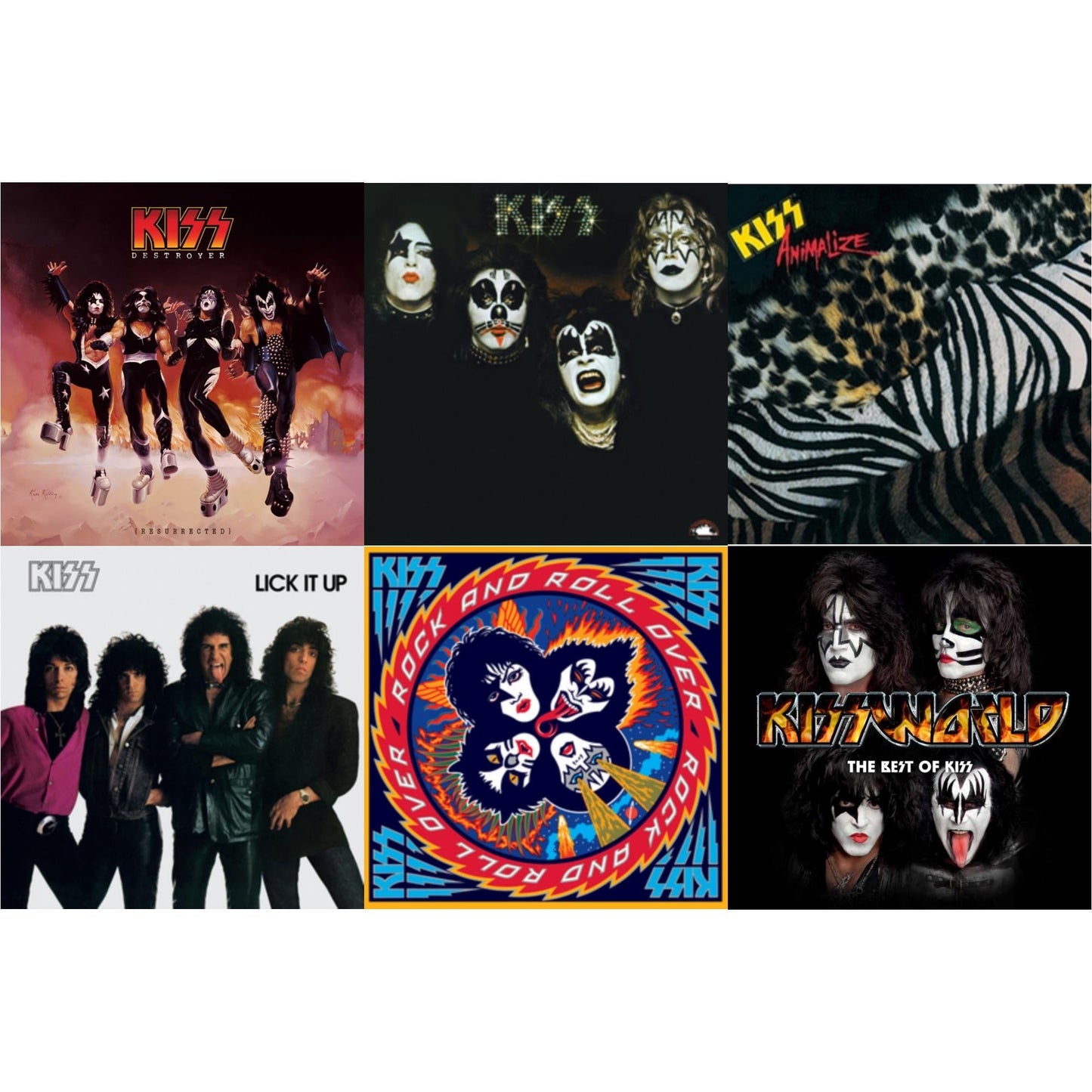 Destroyer (Resurrected) (Translucent Orange LP Vinyl) & Kiss & Animalize & Lick It Up & Rock & Roll Over & Kissworld - The Best Of Kiss (2 LP)