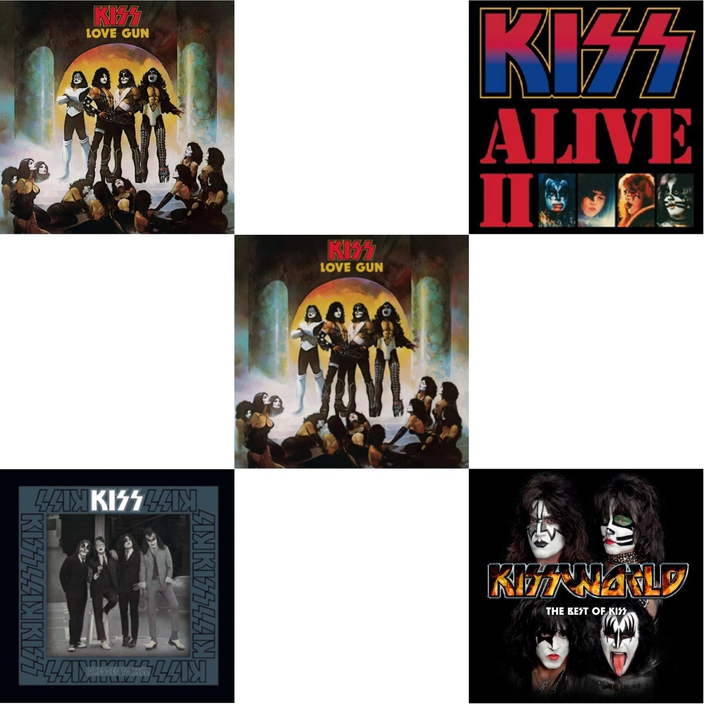 Love Gun (Tangerine/Aqua Splatter LP Vinyl) & Dressed To Kill & Love Gun & Alive Ii & Kissworld - The Best Of Kiss (2 LP)