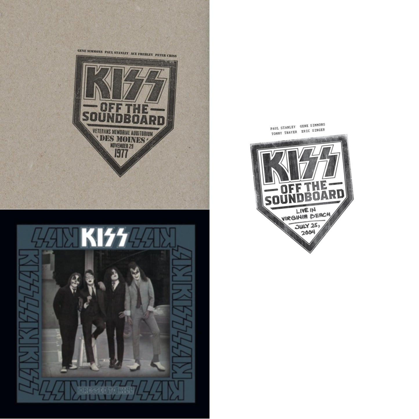 Kiss Off The Soundboard: Live In Virginia Beach (3LP) & Kiss Off The Soundboard: Live In Des Moines (2LP) & Dressed To Kill