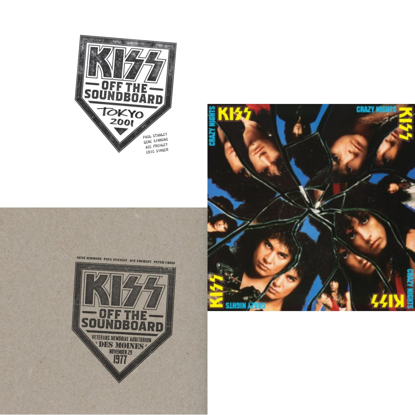 Kiss Off The Soundboard: Tokyo 2001 (3LP) & Kiss Off The Soundboard: Live In Des Moines (2LP) & Crazy Nights
