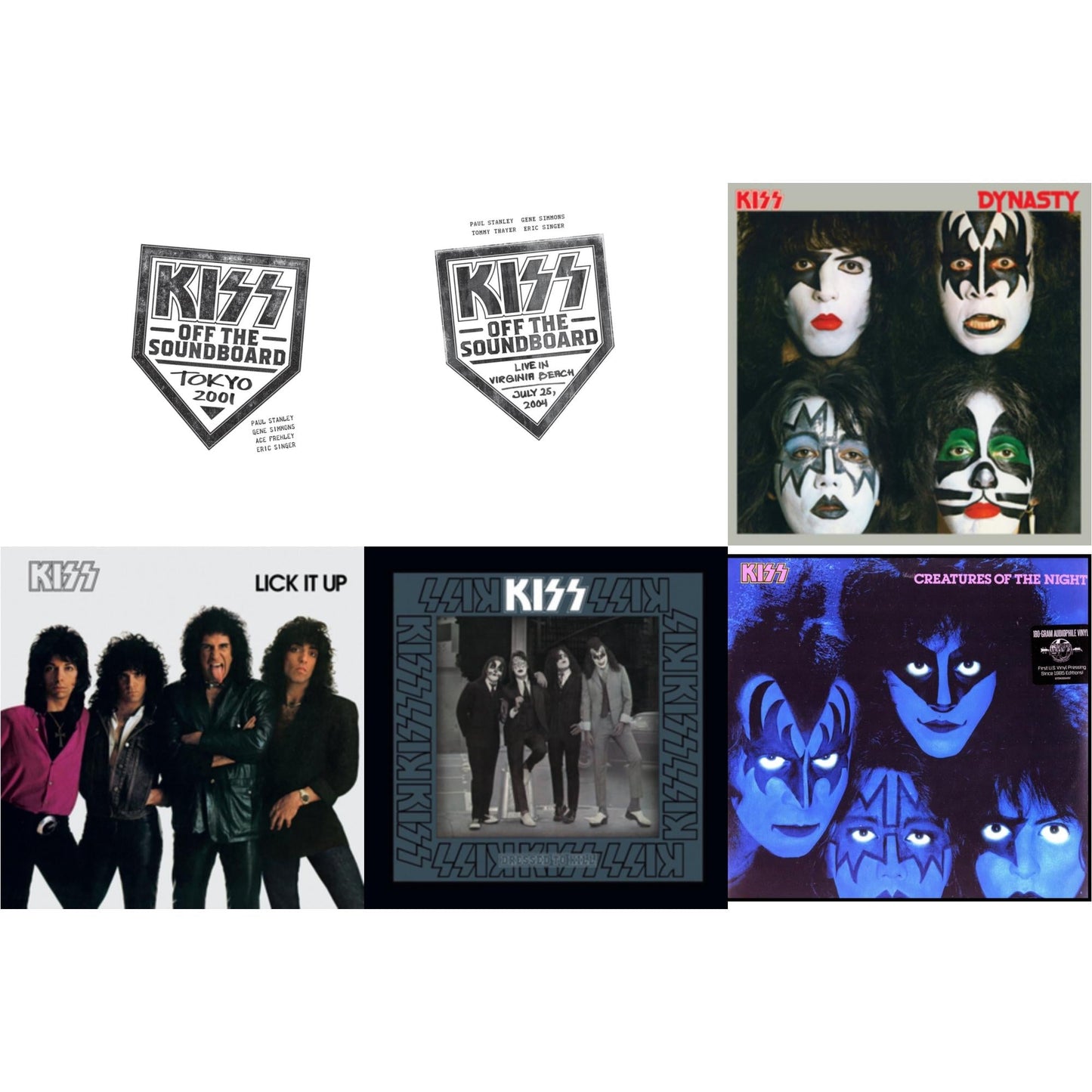 Kiss Off The Soundboard: Tokyo 2001 (3LP) & Kiss Off The Soundboard: Live In Virginia Beach (3LP) & Dynasty & Lick It Up & Dressed To Kill & Creatures Of Night