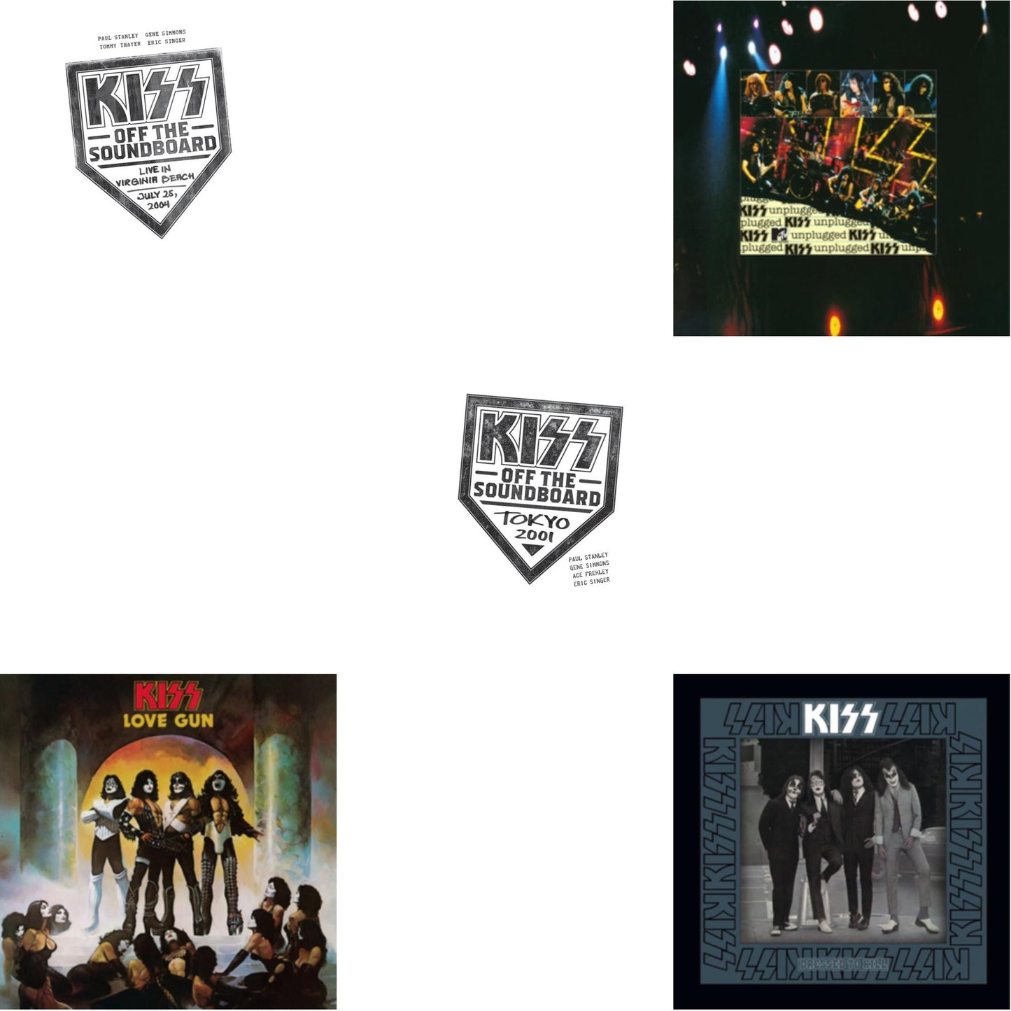 Kiss Off The Soundboard: Tokyo 2001 (3LP) & Kiss Off The Soundboard: Live In Virginia Beach (3LP) & Dressed To Kill & Love Gun & Mtv Unplugged