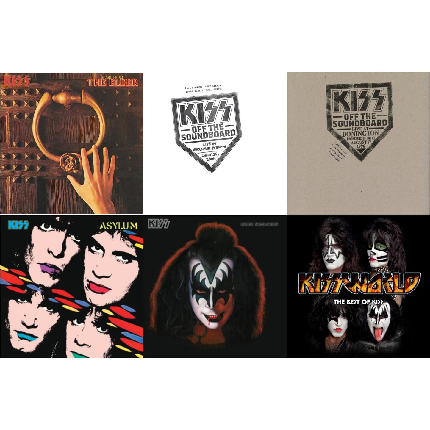 Music From The Elder (Half-Speed Master/Clear LP Vinyl/180G) & Kiss Off The Soundboard: Live In Virginia Beach (3LP) & Kiss Off The Soundboard: Donington 1996 (Live) (3LP) & Asylum & Gene Simmons & Kissworld - The Best Of Kiss (2 LP)