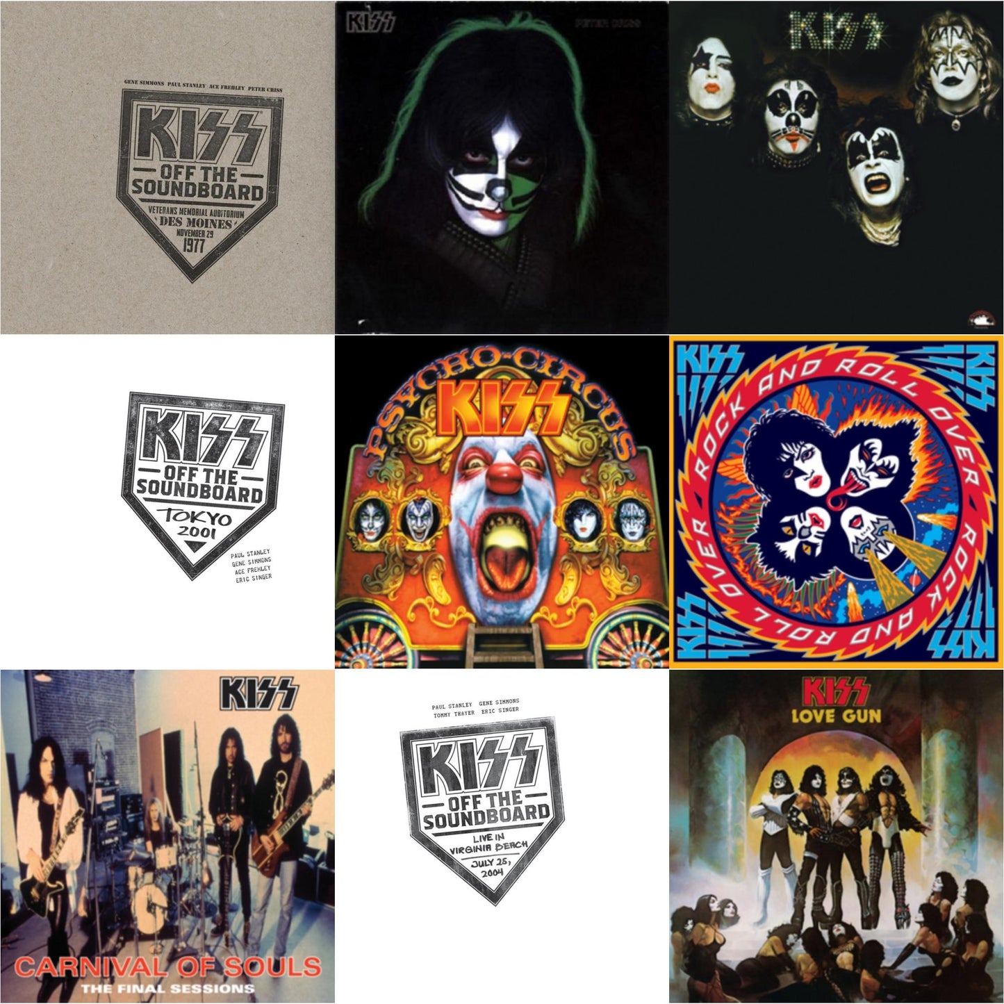 This is a 9 LP Vinyl SKU bundle.
1.This LP Vinyl is brand new.Format: LP VinylMusic Style: Hard RockThis item's title is: Kiss Off The Soundboard: Tokyo 2001 (3LP)Artist: KissLabel: UMEBarcode: 602435345574Release Date: 6/11/2021
2.This LP Vinyl is brand new.