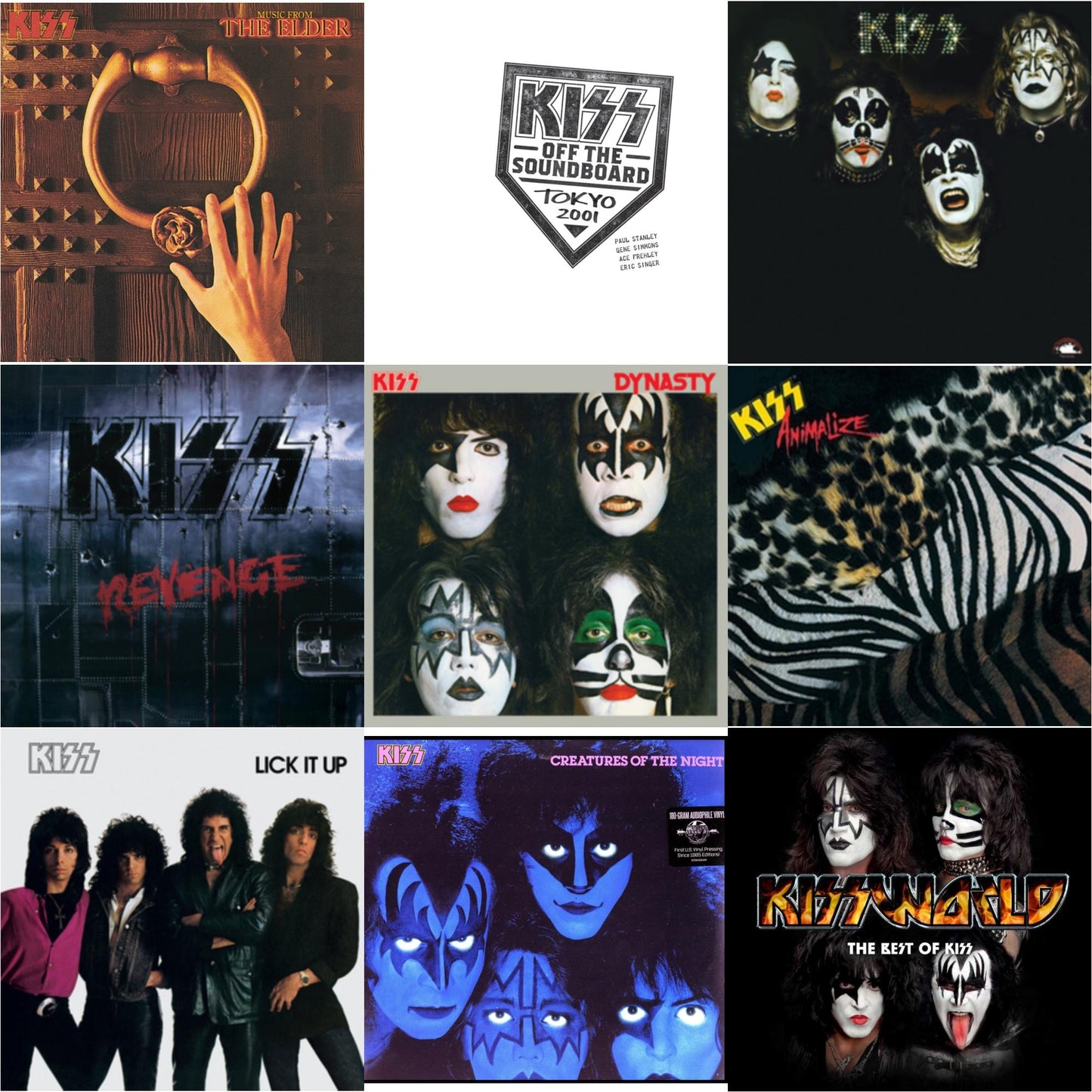 Music From The Elder (Half-Speed Master/Clear LP Vinyl/180G) & Kiss Off The Soundboard: Tokyo 2001 (3LP) & Kiss & Revenge & Dynasty & Animalize & Lick It Up & Creatures Of Night & Kissworld - The Best Of Kiss (2 LP)
