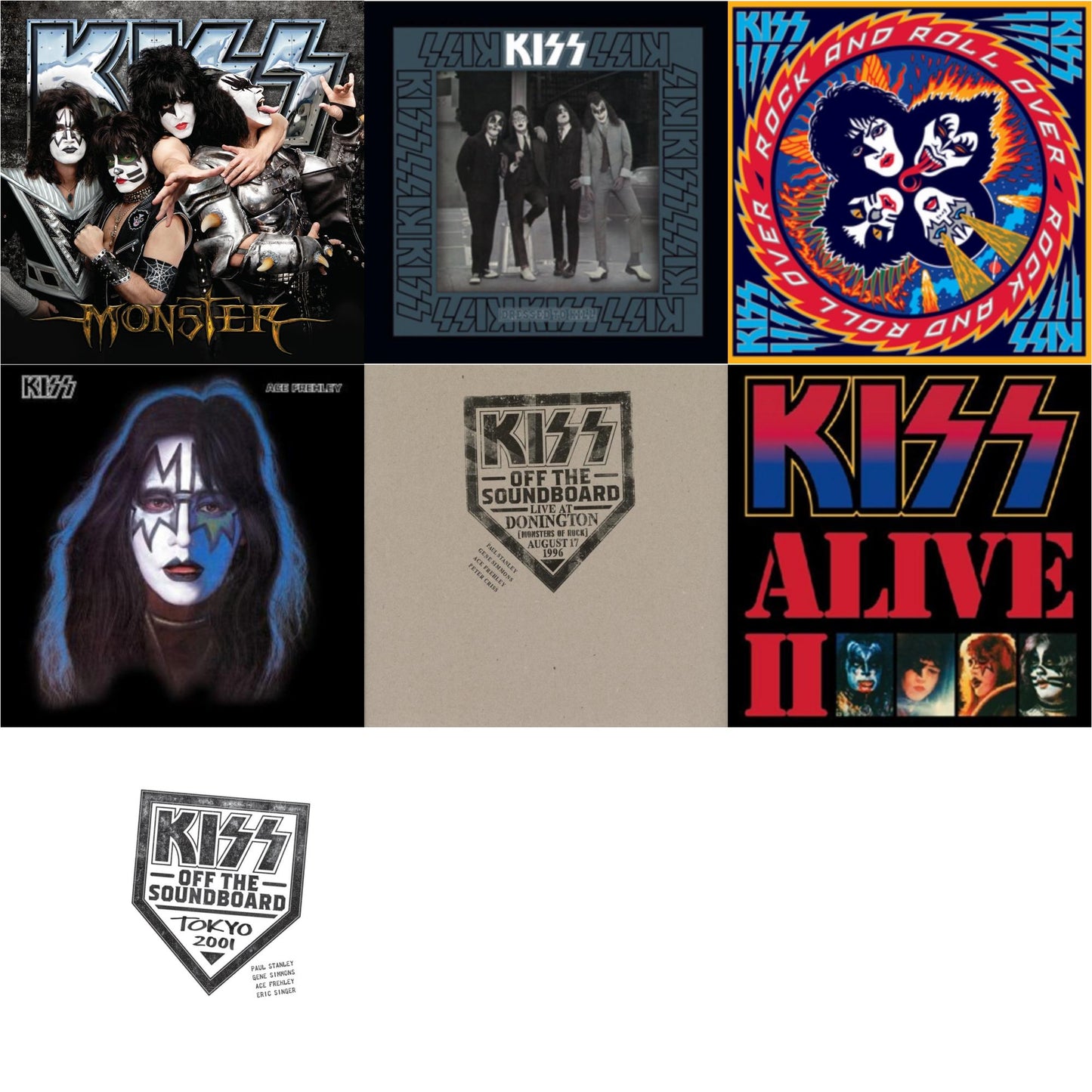 Kiss Off The Soundboard: Tokyo 2001 (3LP) & Kiss Off The Soundboard: Donington 1996 (Live) (3LP) & Monster & Dressed To Kill & Rock & Roll Over & Alive Ii & Ace Frehley