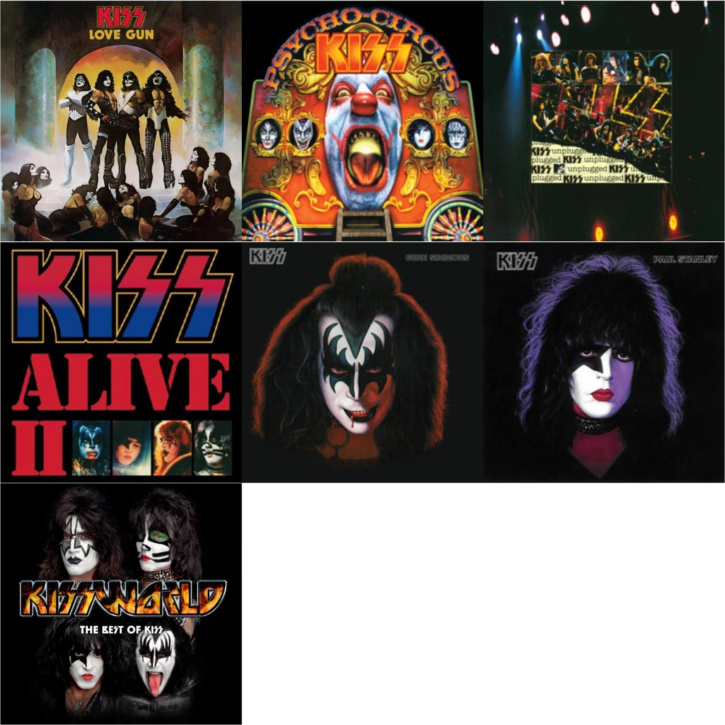 Love Gun (Tangerine/Aqua Splatter LP Vinyl) & Psycho Circus & Mtv Unplugged & Alive Ii & Gene Simmons & Paul Stanley & Kissworld - The Best Of Kiss (2 LP)