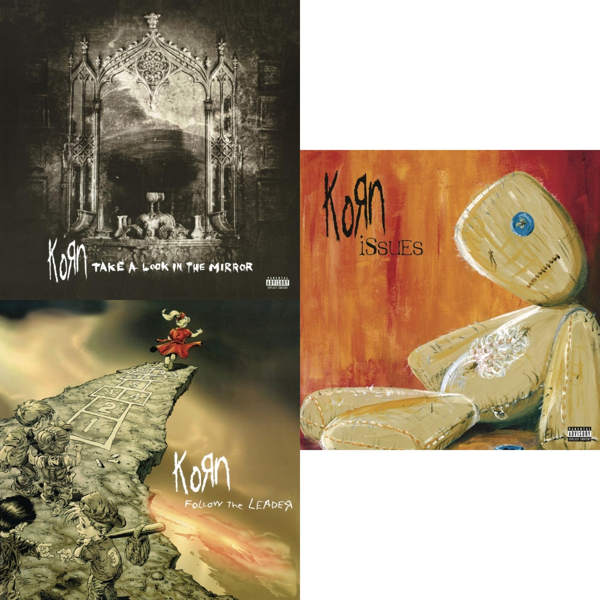 This is a 3 LP Vinyl SKU bundle.
1.This LP Vinyl is brand new.Format: LP VinylMusic Style: Nu MetalThis item's title is: Take A Look In The Mirror (2 LP) (140G)Artist: KornLabel: LEGACY/ EPICBarcode: 190758439914Release Date: 11/2/2018
2.This LP Vinyl is brand new.