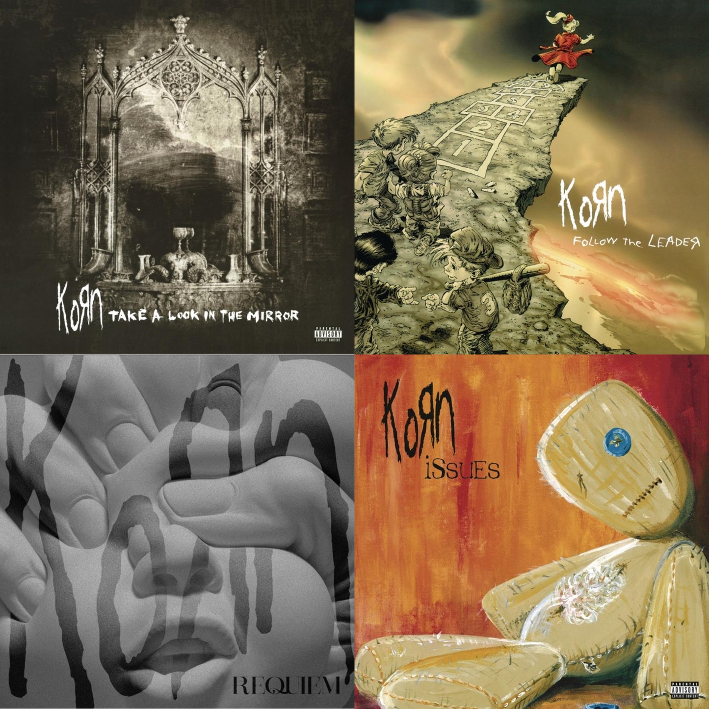 This is a 4 LP Vinyl SKU bundle.
1.This LP Vinyl is brand new.Format: LP VinylMusic Style: Nu MetalThis item's title is: Issues (X) (2LP/140G)Artist: KornLabel: LEGACY/ EPICBarcode: 190758439815Release Date: 11/2/2018
2.This LP Vinyl is brand new.