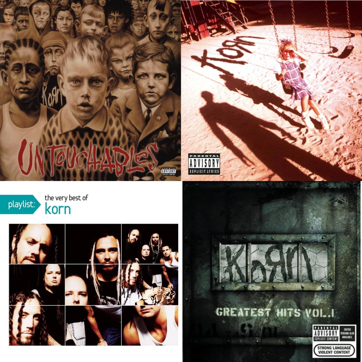 This is a 4 CD SKU bundle.
1.This CD is brand new.Format: CDMusic Style: Alternative RockThis item's title is: UntouchablesArtist: KornBarcode: 886978795823Release Date: 3/15/2011
2.This CD is brand new.