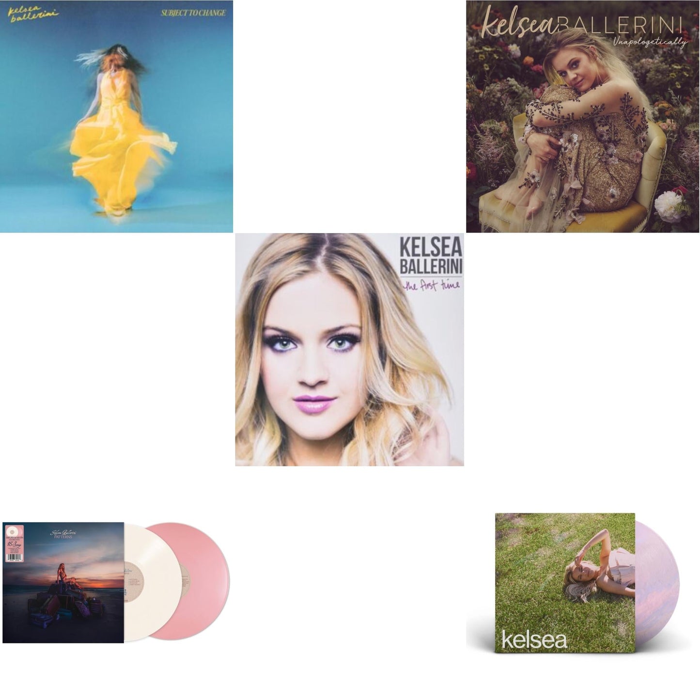 This is a 5 LP Vinyl SKU bundle.
1.This LP Vinyl is brand new.Format: LP VinylMusic Style: CountryThis item's title is: Subject To Change (Yellow Vinyl/2LP)Artist: Kelsea BalleriniLabel: BLACK RIVER ENTERTAINMENTBarcode: 196925367561Release Date: 6/2/2023
2.