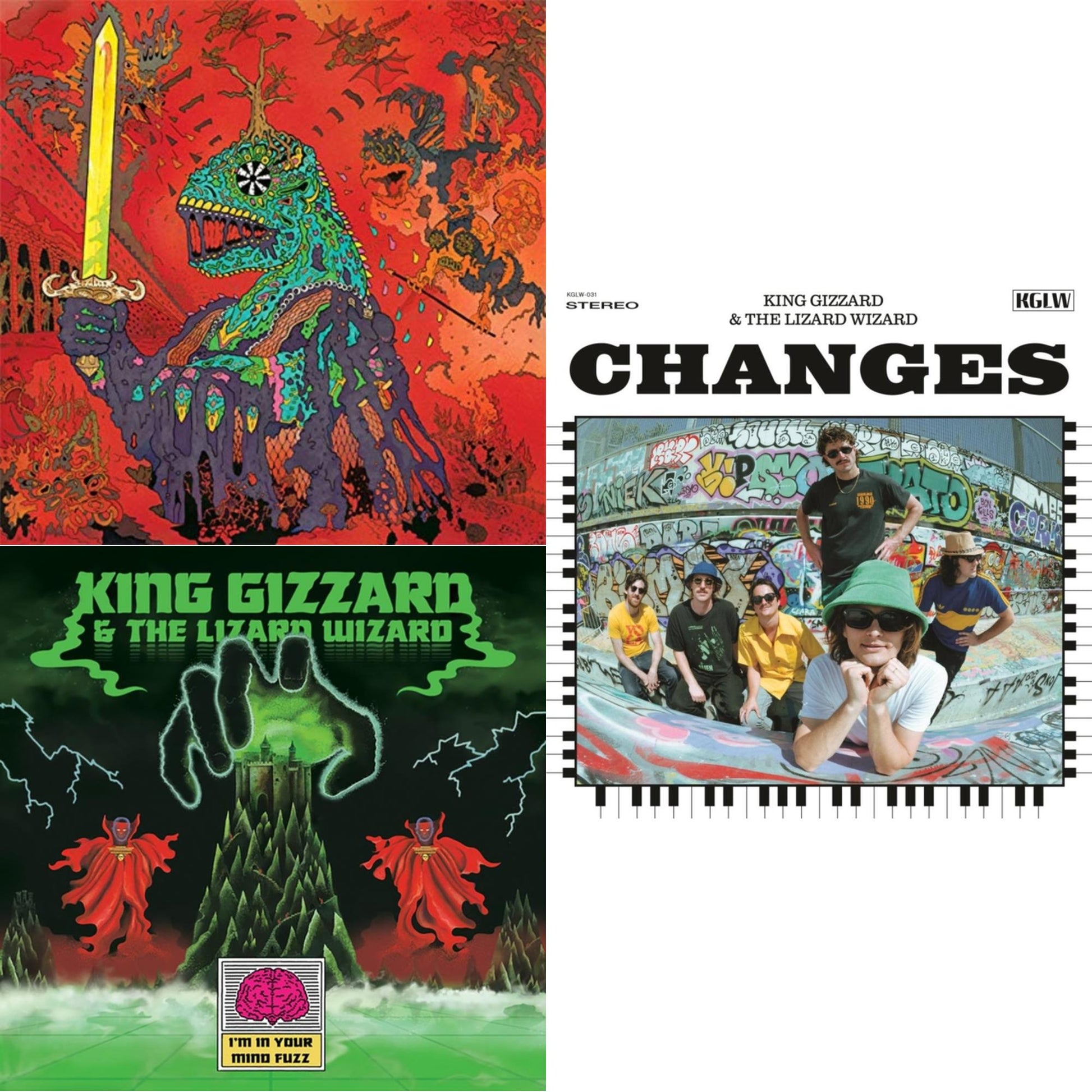 This is a 3 LP Vinyl SKU bundle.
1.This LP Vinyl is brand new.Format: LP VinylMusic Style: Garage RockThis item's title is: I'm In Your Mind FuzzArtist: King Gizzard & The Lizard WizardLabel: KGLWBarcode: 842812149726Release Date: 6/17/2022
2.This LP Vinyl is brand new.