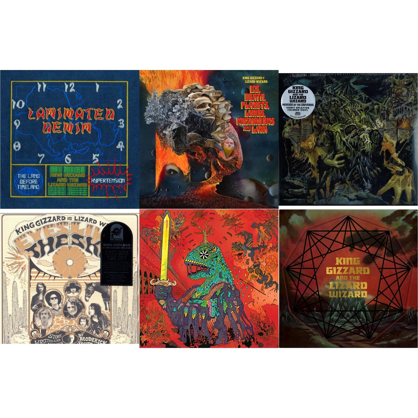 This is a 6 LP Vinyl SKU bundle.
1.This LP Vinyl is brand new.Format: LP VinylMusic Style: Psychedelic RockThis item's title is: Laminated Denim (Lucky Rainbow LP Vinyl)Artist: King Gizzard & The Lizard WizardLabel: KGLWBarcode: 198704290206Release Date: 4/25/2025
2.