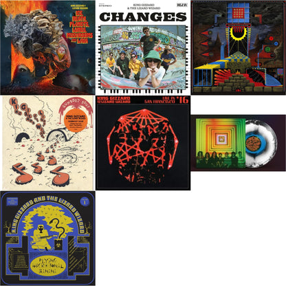 King Gizzard & The Lizard Wizard - Ice, Death, Planets, Lungs, Mushrooms & Lava (2LP/Recycled Black Wax Vinyl) & Changes (Recycled Black Wax LP Vinyl) & Polygondwanaland & Gumboot Soup & Live In San Francisco '16 (Deluxe/2LP/Fog/Sunburst Vinyl) &
