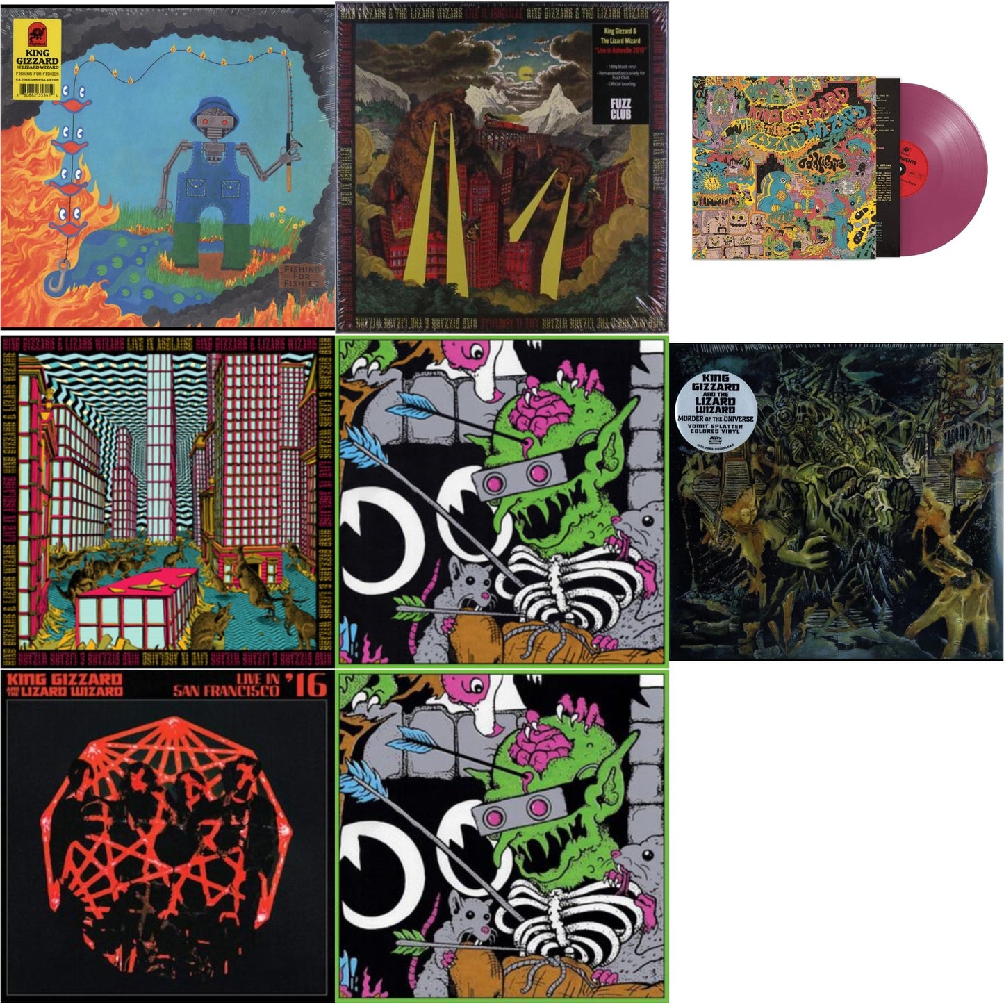 This is a 8 LP Vinyl SKU bundle.
1.This LP Vinyl is brand new.Format: LP VinylMusic Style: Psychedelic RockThis item's title is: Fishing For Fishies (Green LP Vinyl)Artist: King Gizzard & The Lizard WizardLabel: FlightlessBarcode: 880882353414Release Date: 4/26/2019
2.