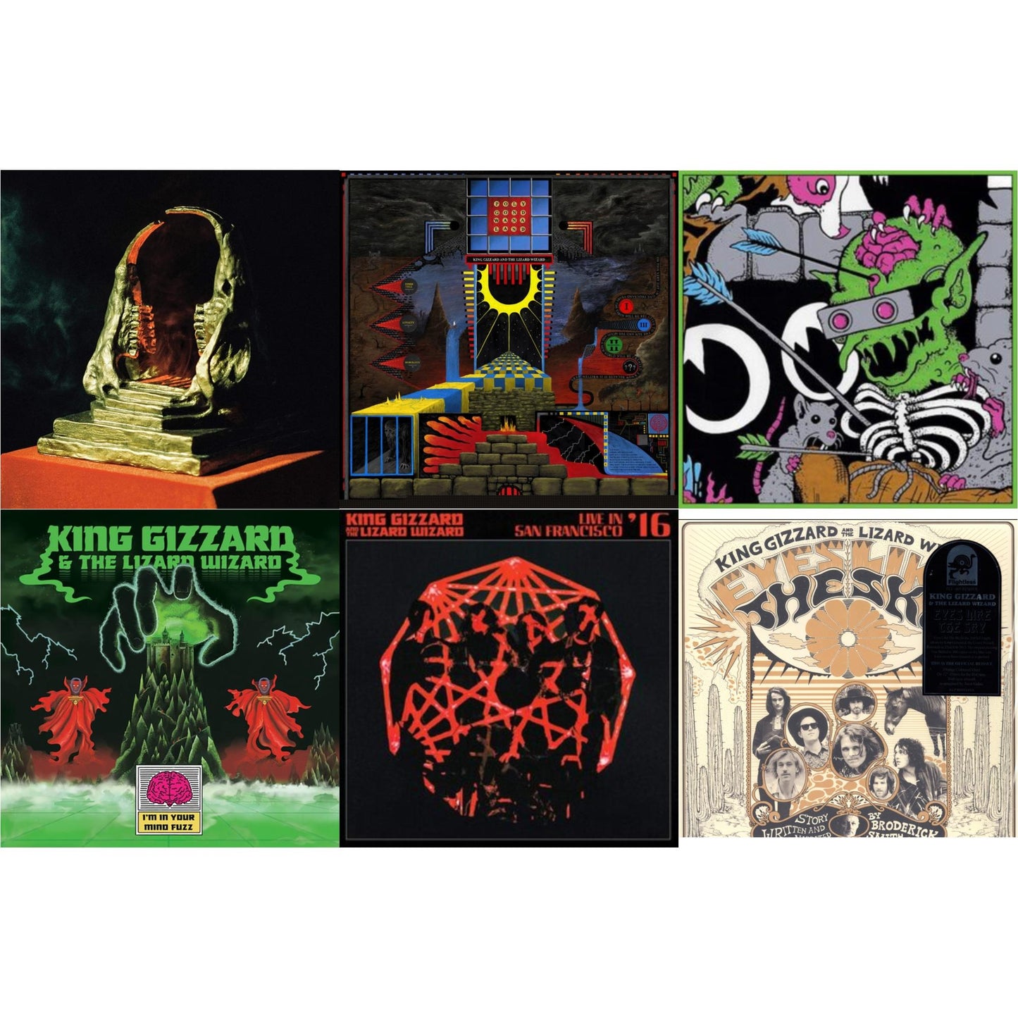 This is a 6 LP Vinyl SKU bundle.
1.This LP Vinyl is brand new.Format: LP VinylMusic Style: Garage RockThis item's title is: I'm In Your Mind FuzzArtist: King Gizzard & The Lizard WizardLabel: KGLWBarcode: 842812149726Release Date: 6/17/2022
2.This LP Vinyl is brand new.