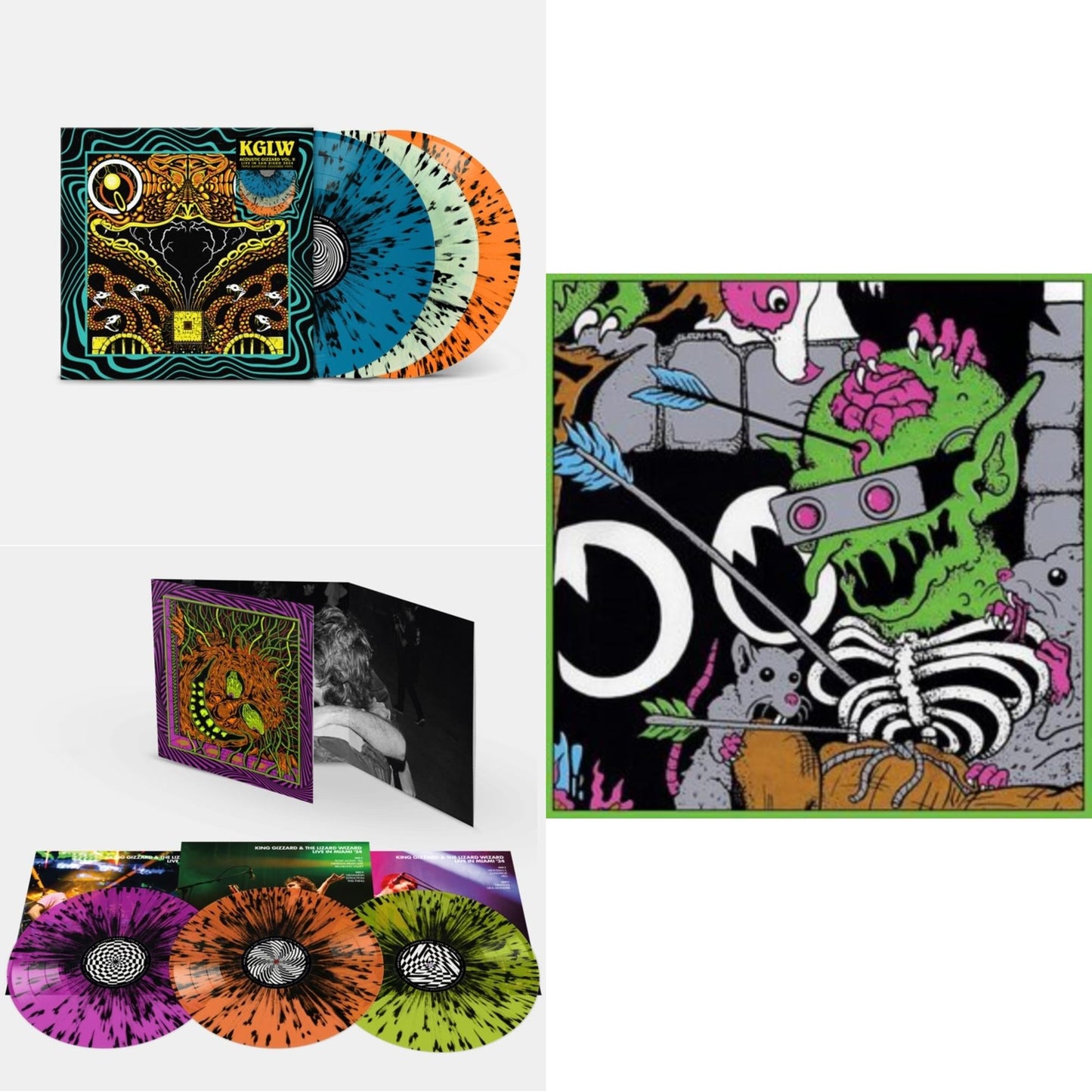 Acoustic Gizzard Vol. Ii - Live In San Diego '24 (Triple Gatefold/Splatter Vinyl/3LP) & King Gizzard - Live In Miami '24 (Splatter Vinyl/3LP) & Live In Brussels '19 (140G/3LP)