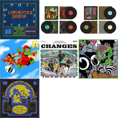 This is a 7 LP Vinyl SKU bundle.
1.This LP Vinyl is brand new.Format: LP VinylMusic Style: Psychedelic RockThis item's title is: Laminated Denim (Lucky Rainbow LP Vinyl)Artist: King Gizzard & The Lizard WizardLabel: KGLWBarcode: 198704290206Release Date: 4/25/2025
2.