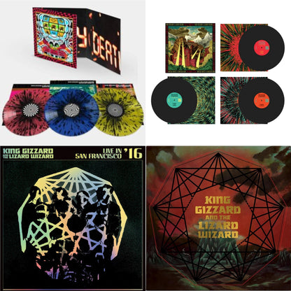King Gizzard - Live In Las Vegas 24 (Splatter LP Vinyl) & Live In Adelaide '19 (Fuzz Club Official Bootleg) & Live In San Francisco '16 (Deluxe/2LP/Fog/Sunburst Vinyl) & Nonagon Infinity (Alien Warp Drive Edition) (2LP/Coloured Vinyl)