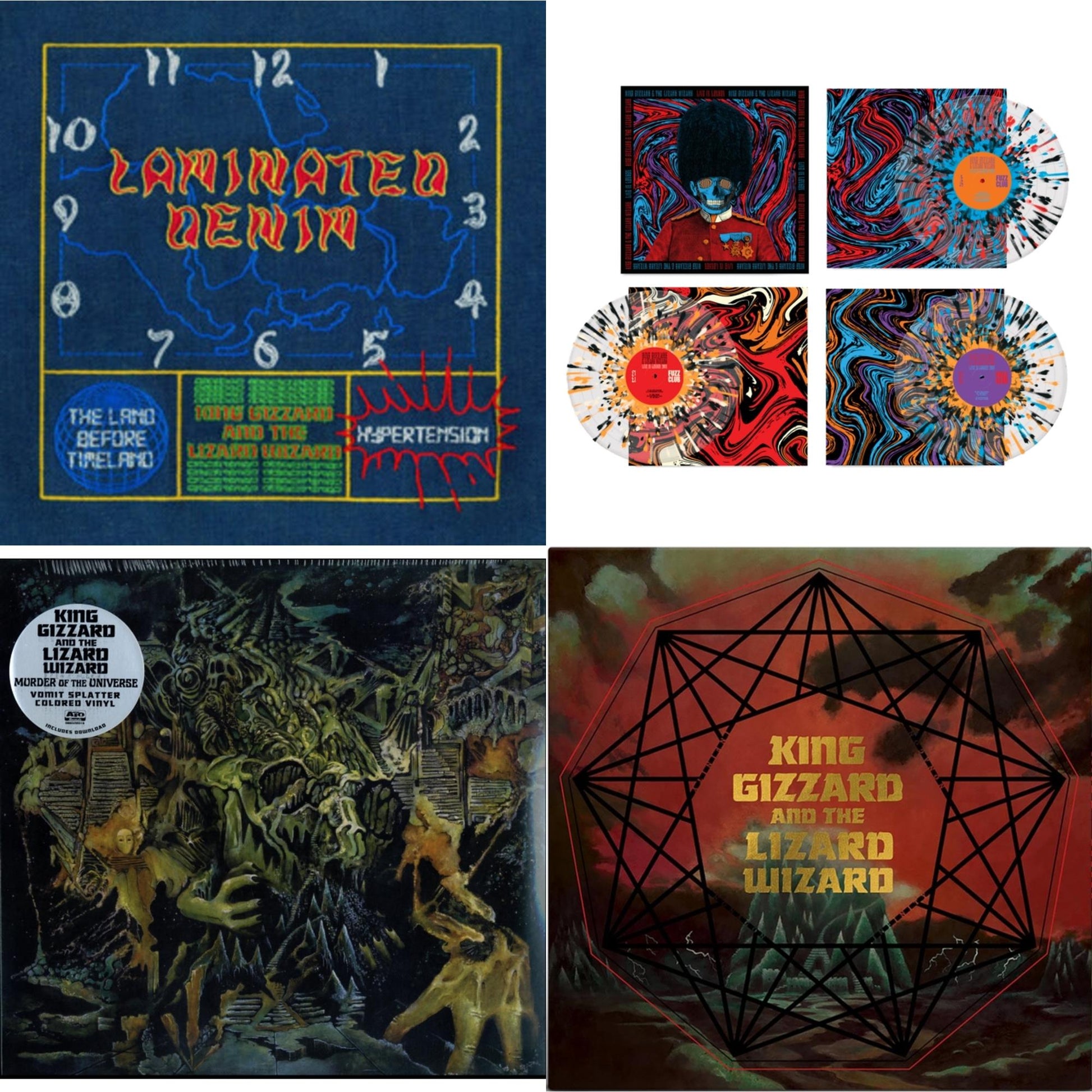 This is a 4 LP Vinyl SKU bundle.
1.This LP Vinyl is brand new.Format: LP VinylMusic Style: Psychedelic RockThis item's title is: Laminated Denim (Lucky Rainbow LP Vinyl)Artist: King Gizzard & The Lizard WizardLabel: KGLWBarcode: 198704290206Release Date: 4/25/2025
2.