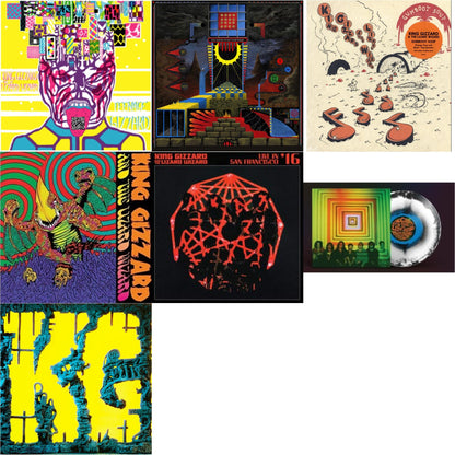 King Gizzard & The Lizard Wizard - Teenage Gizzard (Fuzz Club Official Bootleg) (Deluxe Edition) & Polygondwanaland & Gumboot Soup & Willoughby's Beach (Tangerine LP Vinyl) & Live In San Francisco '16 (Deluxe/2LP/Fog/Sunburst Vinyl) & Float Along -