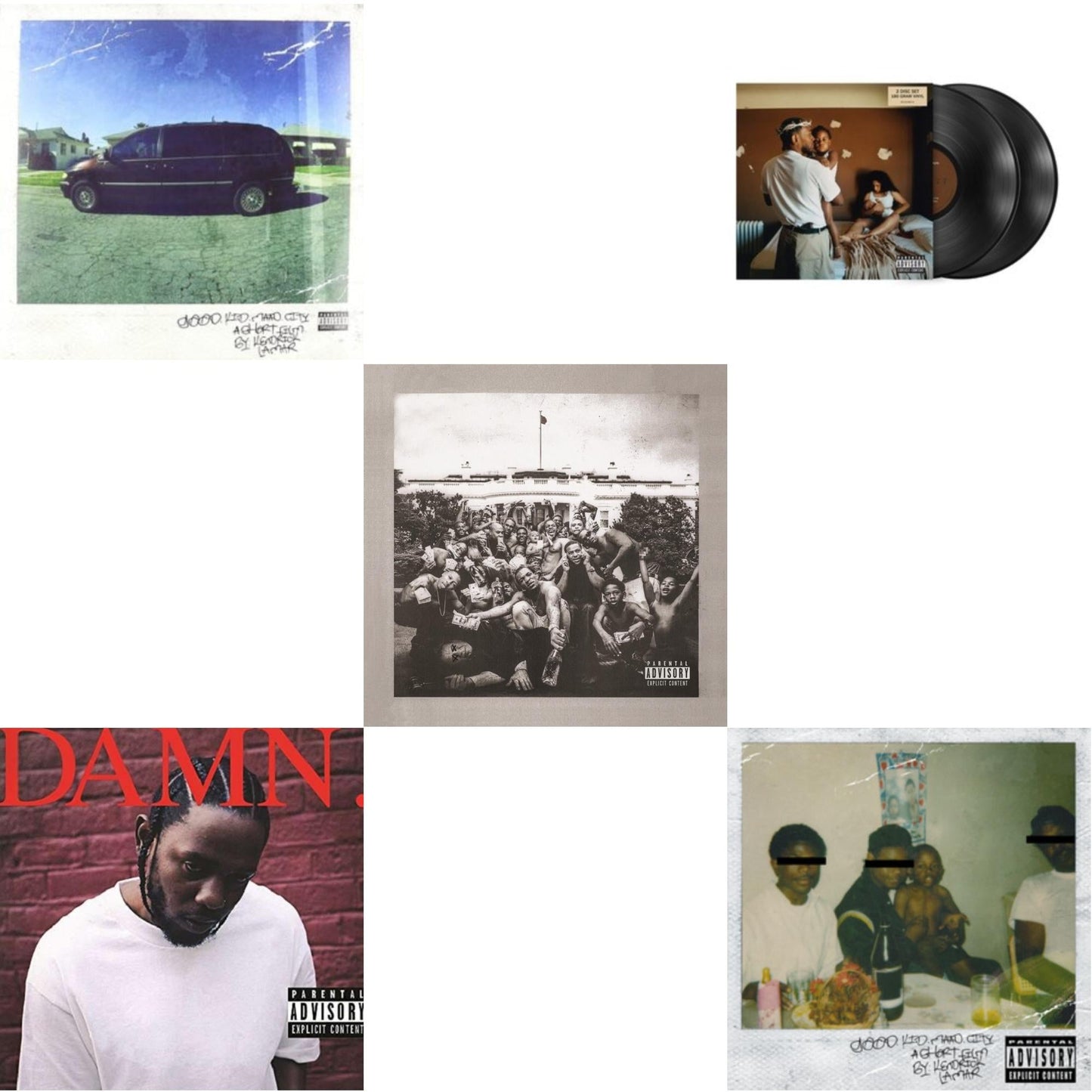 This is a 5 LP Vinyl SKU bundle.
1.This LP Vinyl is brand new.Format: LP VinylMusic Style: Post-PunkThis item's title is: Good Kid, M.A.A.D CityArtist: Kendrick LamarLabel: IGABarcode: 602537192267Release Date: 10/22/2012
2.This LP Vinyl is brand new.