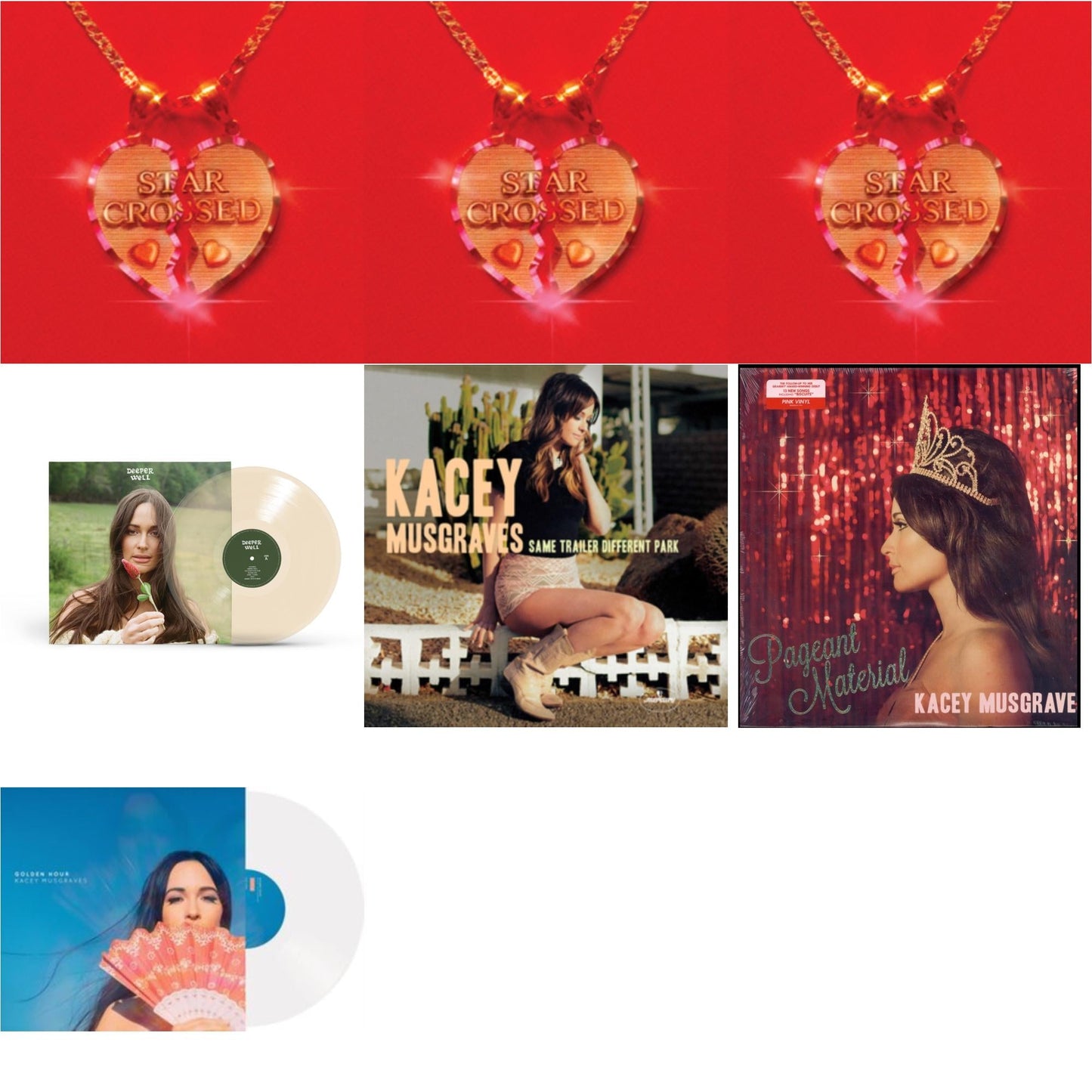 Star-Crossed (Ruby Red LP Vinyl) & Star-Crossed (Sea Foam LP Vinyl) & Star-Crossed (Neon Yellow LP Vinyl) & Deeper Well (Transparent Cream LP Vinyl) & Same Trailer Different Park & Pageant Material (Pink/White LP Vinyl) & Golden Hour (LP)