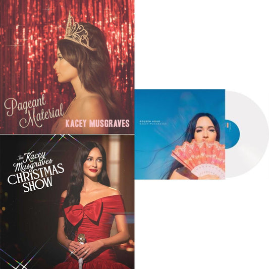 Pageant Material (10 Year Anniversary) (Clear Gold Glitter LP Vinyl) & Kacey Musgraves Christmas Show (White LP Vinyl) & Golden Hour (LP)
