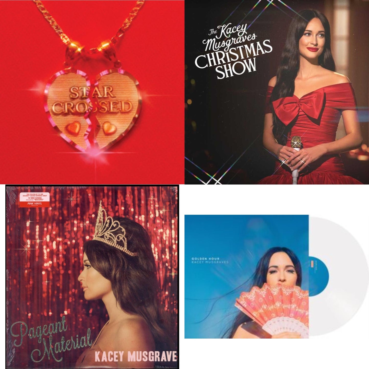 Star-Crossed (Sea Foam LP Vinyl) & Kacey Musgraves Christmas Show (White LP Vinyl) & Pageant Material (Pink/White LP Vinyl) & Golden Hour (LP)