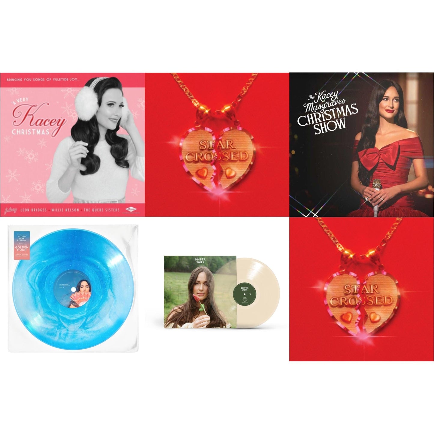 This is a 6 LP Vinyl SKU bundle.
1.This LP Vinyl is brand new.Format: LP VinylMusic Style: NoiseThis item's title is: Very Kacey ChristmasArtist: Kacey MusgravesLabel: MERCURY NASHVILLEBarcode: 602557084238Release Date: 11/18/2016
2.This LP Vinyl is brand new.