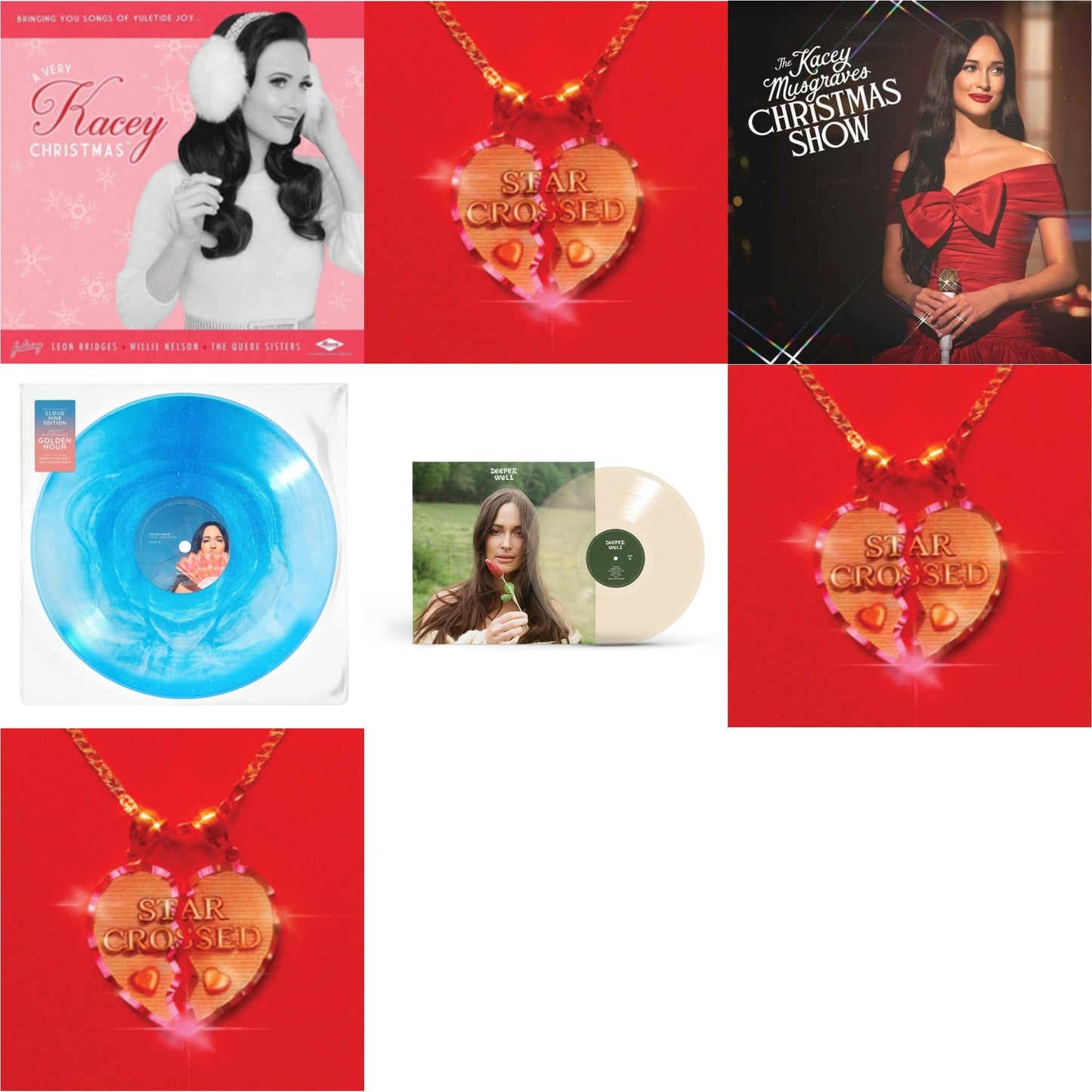 This is a 7 LP Vinyl SKU bundle.
1.This LP Vinyl is brand new.Format: LP VinylMusic Style: NoiseThis item's title is: Very Kacey ChristmasArtist: Kacey MusgravesLabel: MERCURY NASHVILLEBarcode: 602557084238Release Date: 11/18/2016
2.This LP Vinyl is brand new.