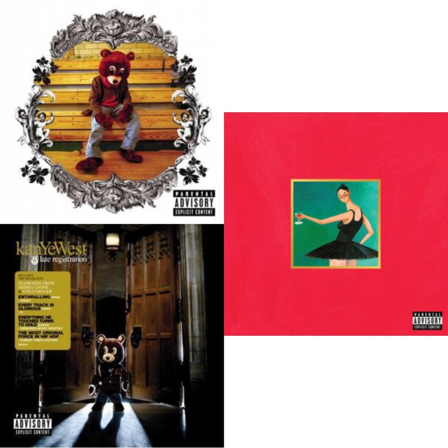 College Dropout & Late Registration & My Beautiful Dark Twisted Fantasy