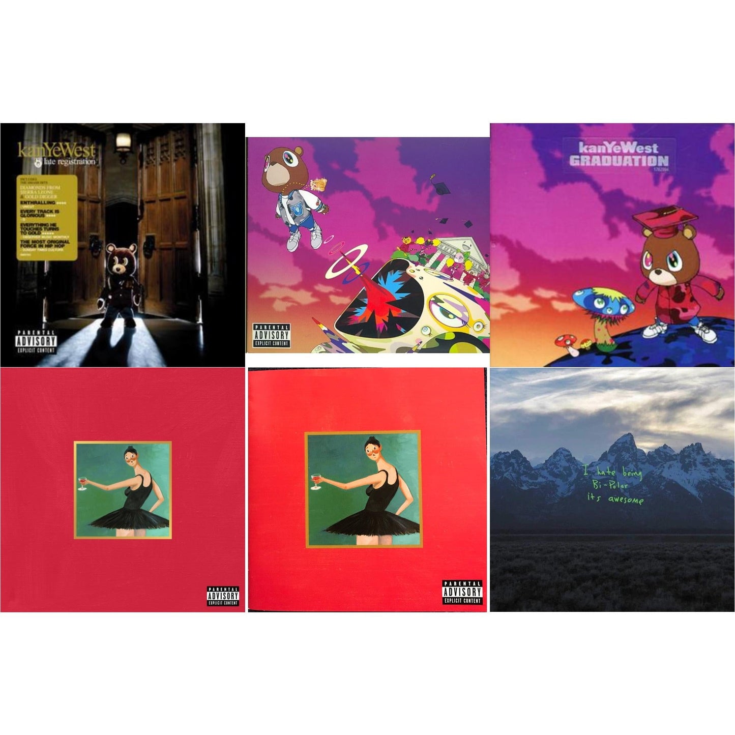 Late Registration & Graduation & Graduation & My Beautiful Dark Twisted Fantasy & My Beautiful Dark Twisted Fantasy & Ye