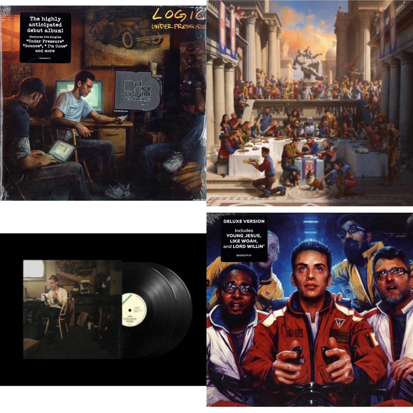 This is a 4 LP Vinyl SKU bundle.
1.This LP Vinyl is brand new.Format: LP VinylMusic Style: ConsciousThis item's title is: Under Pressure (X)Artist: LogicLabel: DEF JAMBarcode: 602547123619Release Date: 12/15/2014
2.This LP Vinyl is brand new.