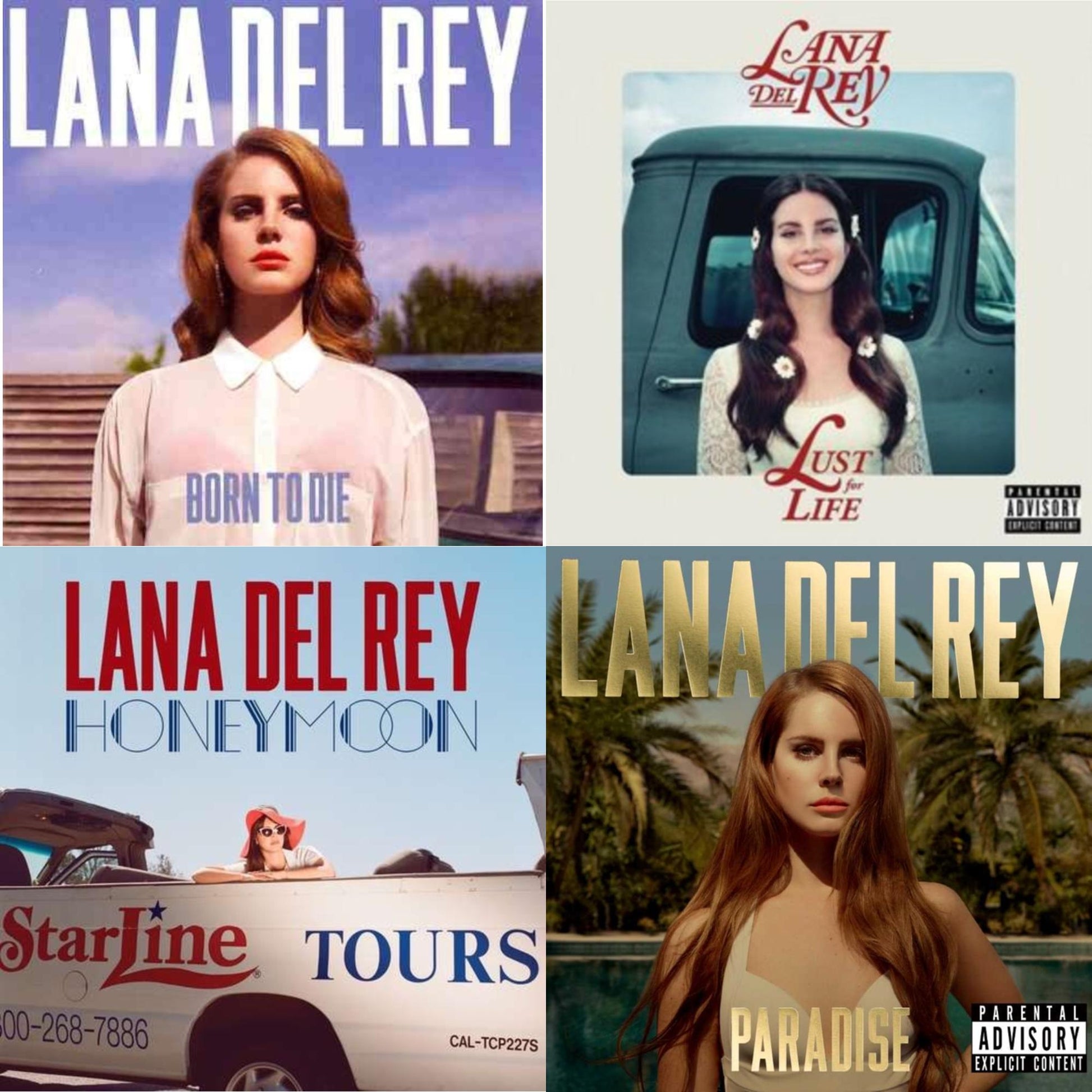 This is a 4 CD SKU bundle.
1.This CD is brand new.Format: CDMusic Style: Soft RockThis item's title is: Born To DieArtist: Lana Del ReyLabel: INTERSCOPEBarcode: 602527870915Release Date: 1/31/2012
2.This CD is brand new.
