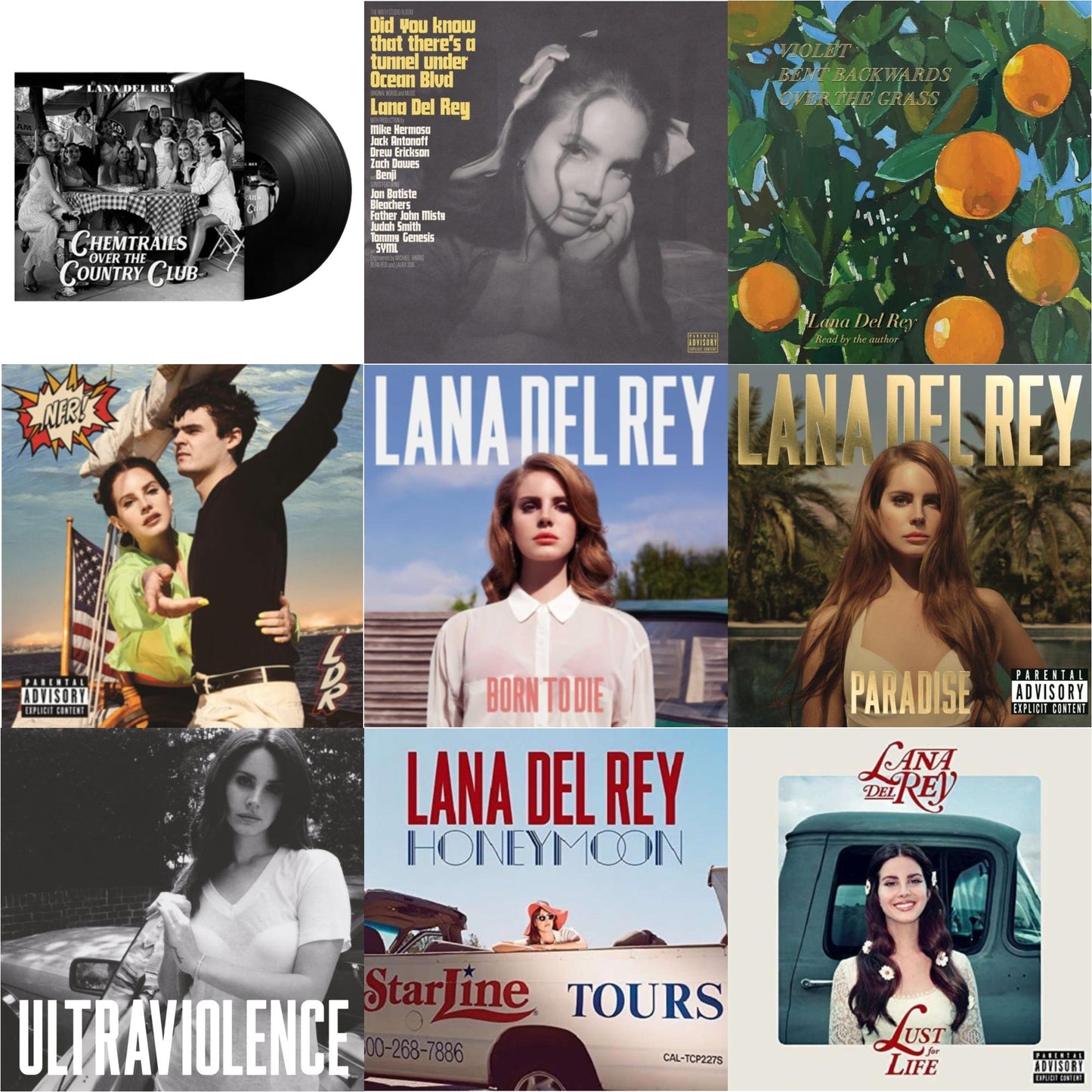 Chemtrails Over The Country Club & Did You Know That There’S A Tunnel Under Ocean Blvd (X) (2LP/180G) & Violet Bent Backwards Over The Grass (180G) & Nfr! (2LP) & Born To Die & Paradise & Ultraviolence & Honeymoon & Lust For Life