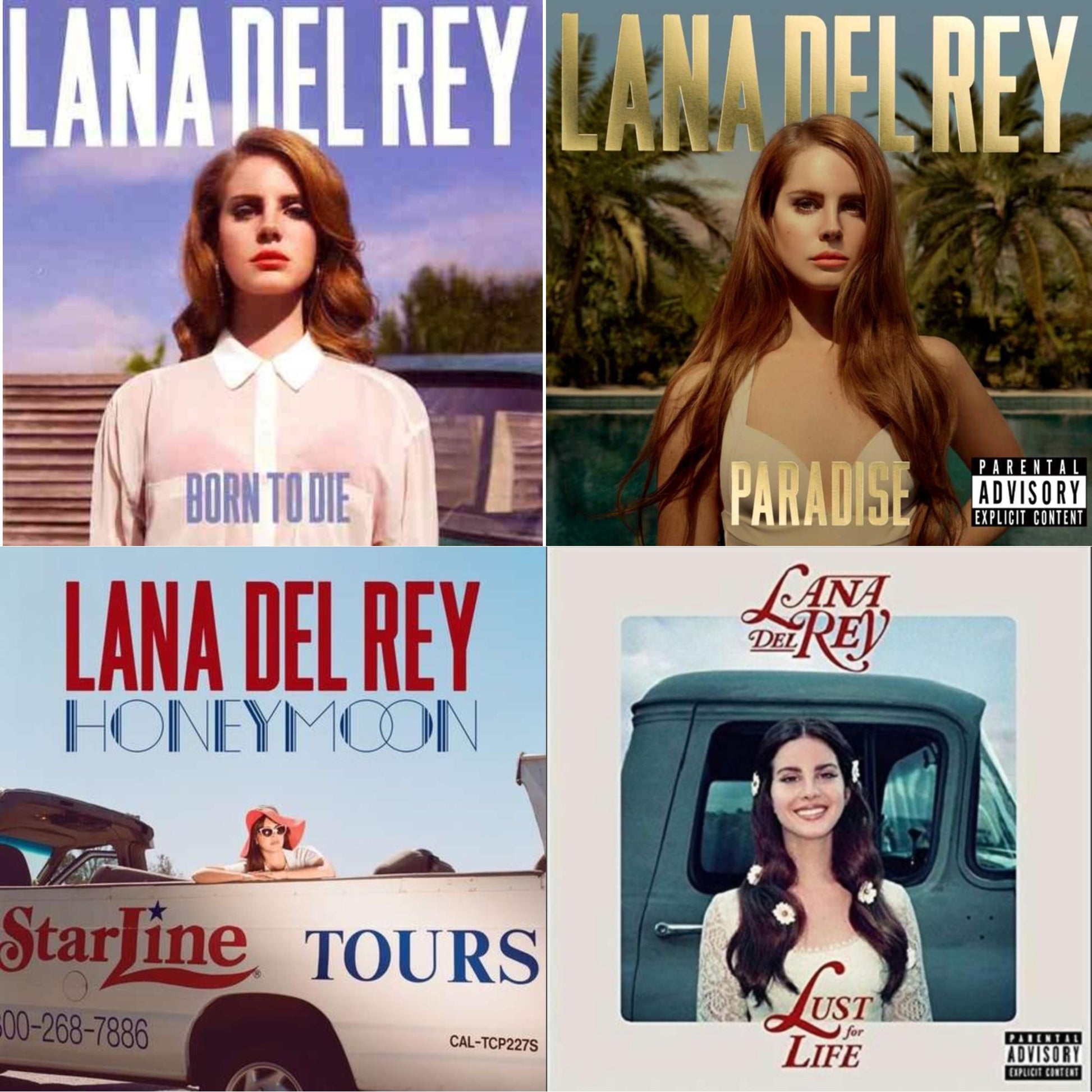 This is a 4 CD SKU bundle.
1.This CD is brand new.Format: CDMusic Style: Soft RockThis item's title is: Born To DieArtist: Lana Del ReyLabel: INTERSCOPEBarcode: 602527870915Release Date: 1/31/2012
2.This CD is brand new.