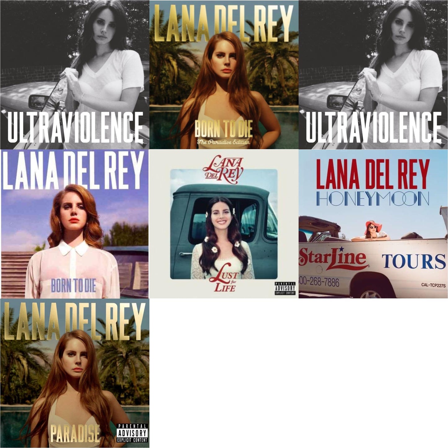 Lana Del Rey - Born To Die & Born To Die (Paradise Edition) & Paradise & Ultraviolence & Ultraviolence & Honeymoon & Lust For Life - CD Bundle
