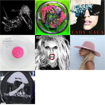 Born This Way - The Tenth Anniversary (3LP) & Dawn Of Chromatica (Clear LP Vinyl) & Chromatica (Milky Clear LP Vinyl) & Fame & Fame Monster & Born This Way & Joanne