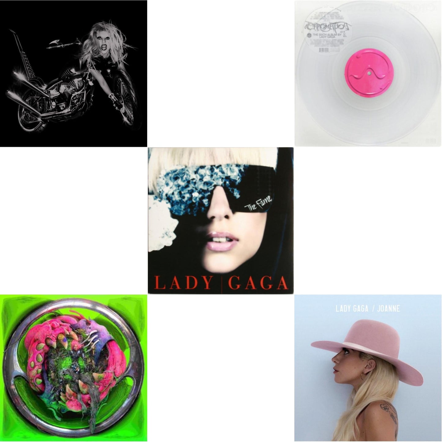 Born This Way - The Tenth Anniversary (3LP) & Dawn Of Chromatica (Clear LP Vinyl) & Chromatica (Milky Clear LP Vinyl) & Fame & Joanne