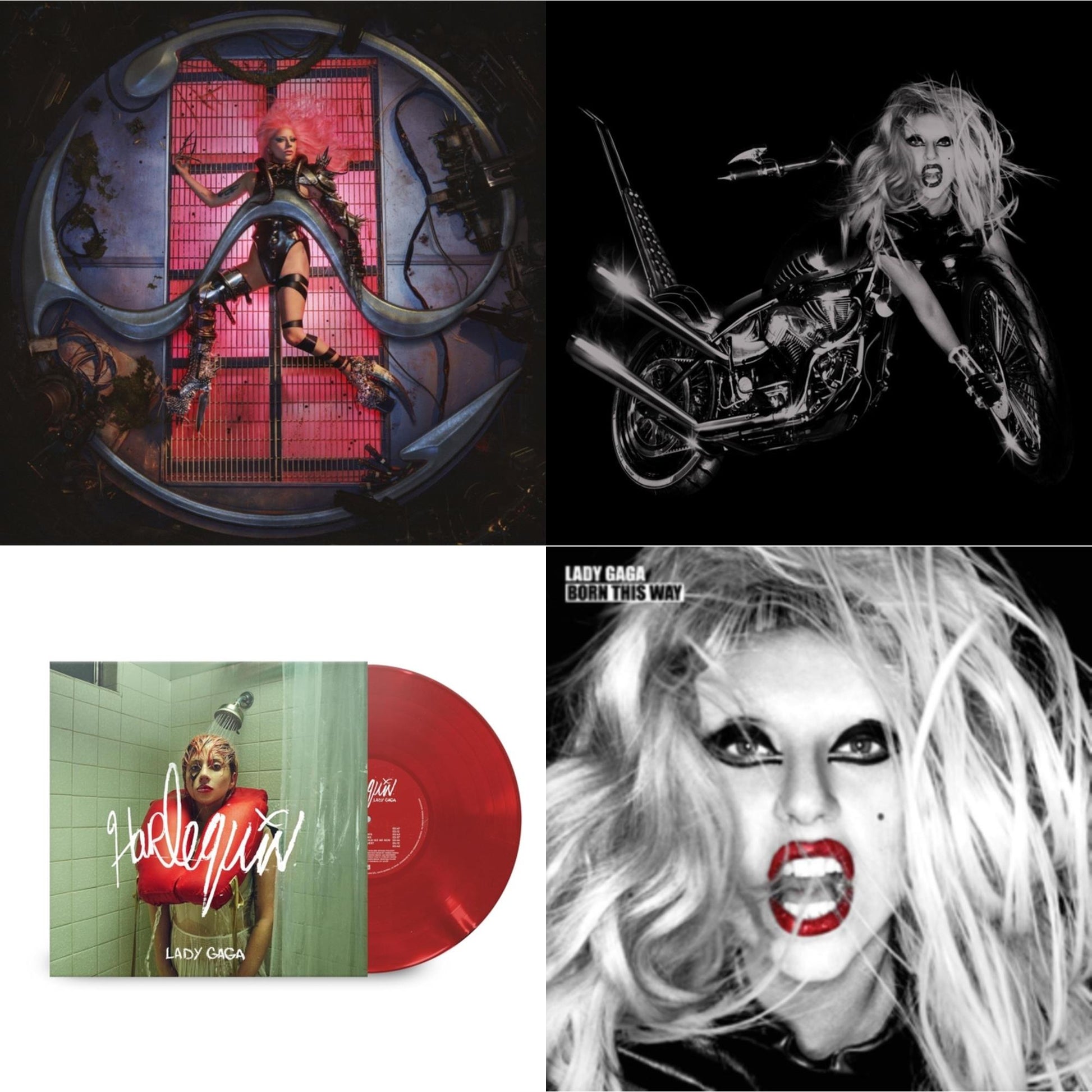 This is a 4 LP Vinyl SKU bundle.
1.This LP Vinyl is brand new.Format: LP VinylMusic Style: Dance-popThis item's title is: Chromatica (180G)Artist: Lady GagaLabel: INTERSCOPEBarcode: 602435824932Release Date: 6/25/2021
2.This LP Vinyl is brand new.