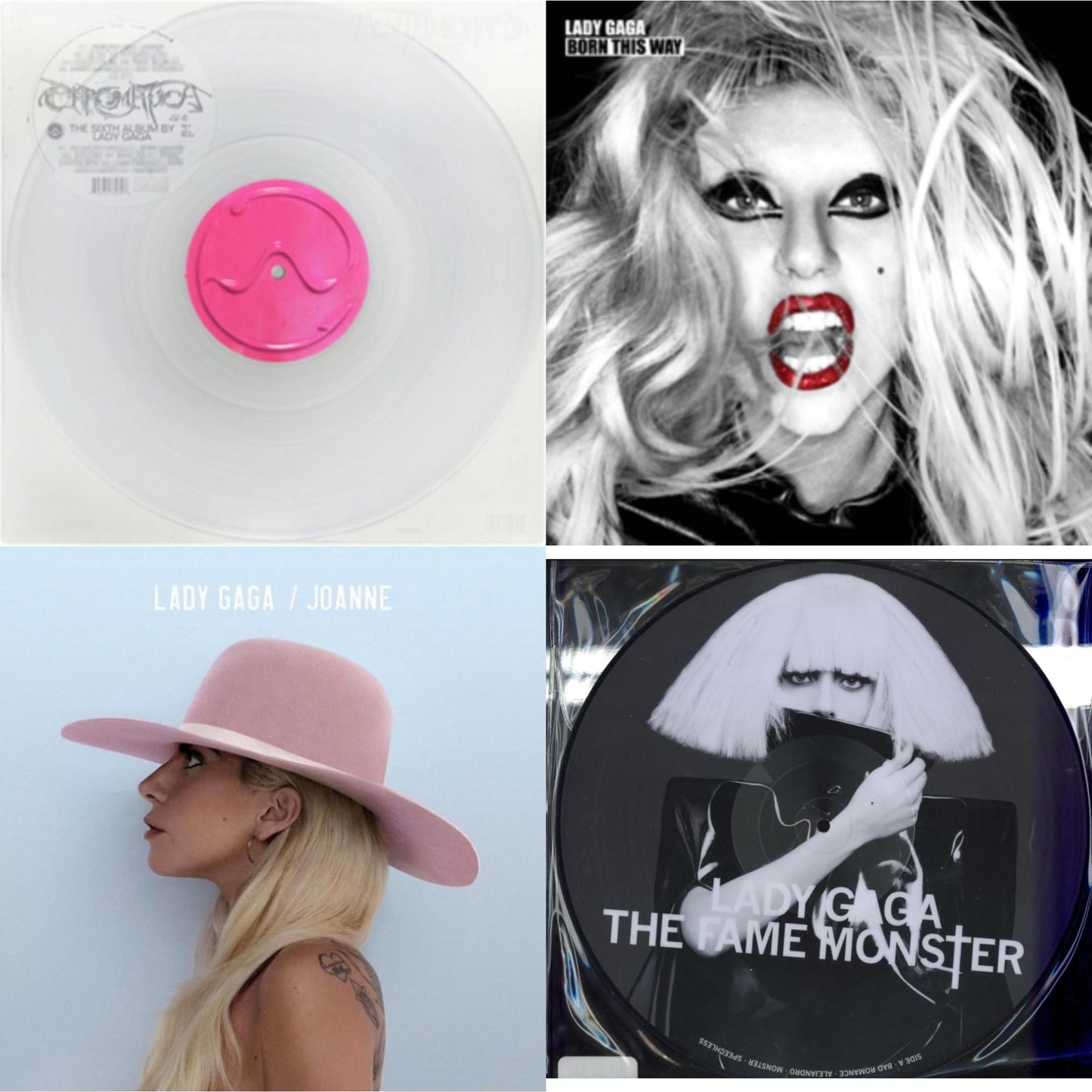 Chromatica (Milky Clear LP Vinyl) & Fame Monster & Born This Way & Joanne