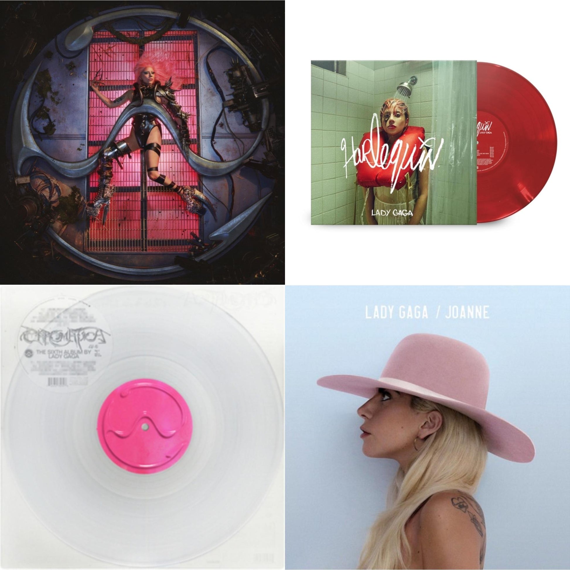 This is a 4 LP Vinyl SKU bundle.
1.This LP Vinyl is brand new.Format: LP VinylMusic Style: Dance-popThis item's title is: Chromatica (180G)Artist: Lady GagaLabel: INTERSCOPEBarcode: 602435824932Release Date: 6/25/2021
2.This LP Vinyl is brand new.