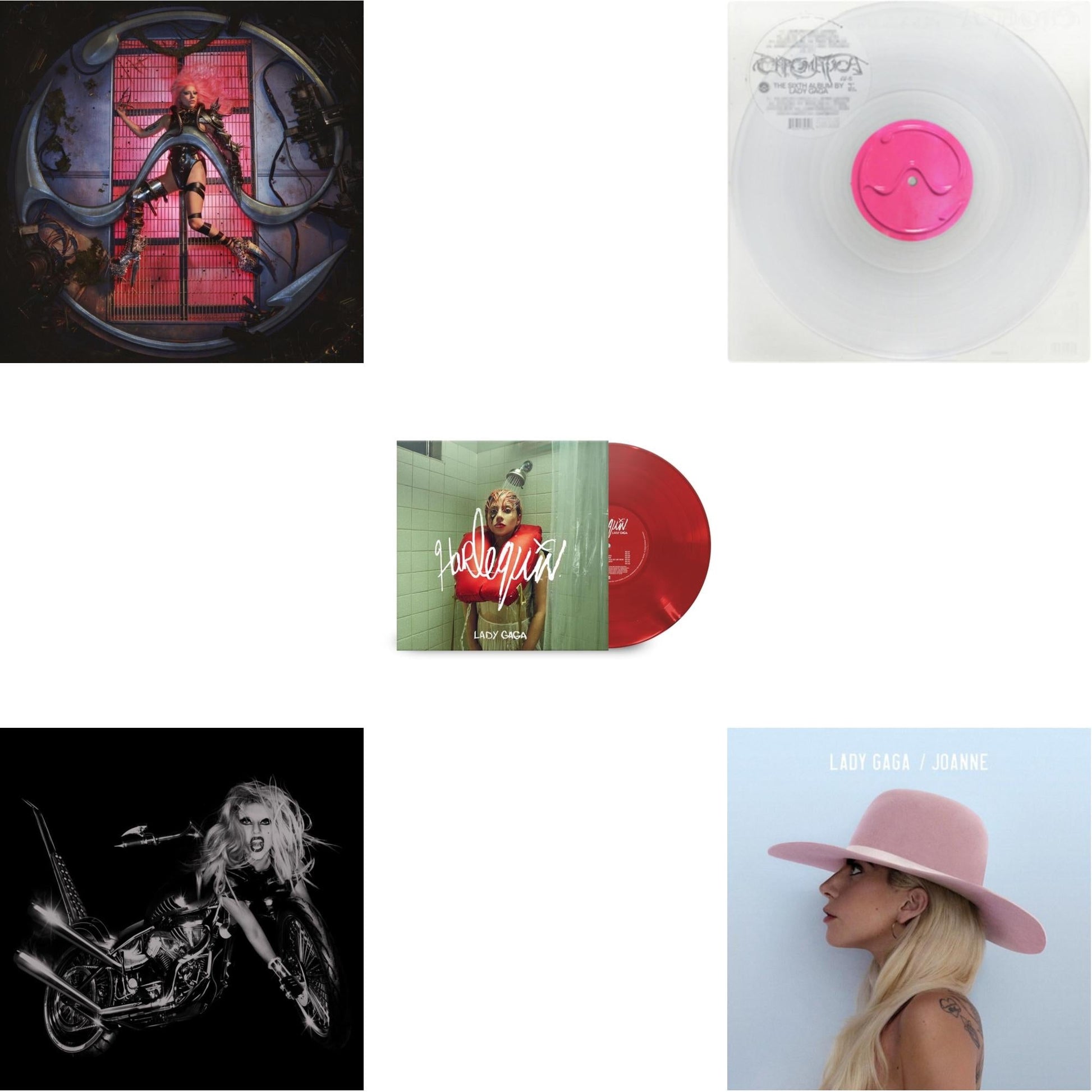 This is a 5 LP Vinyl SKU bundle.
1.This LP Vinyl is brand new.Format: LP VinylMusic Style: Dance-popThis item's title is: Chromatica (180G)Artist: Lady GagaLabel: INTERSCOPEBarcode: 602435824932Release Date: 6/25/2021
2.This LP Vinyl is brand new.