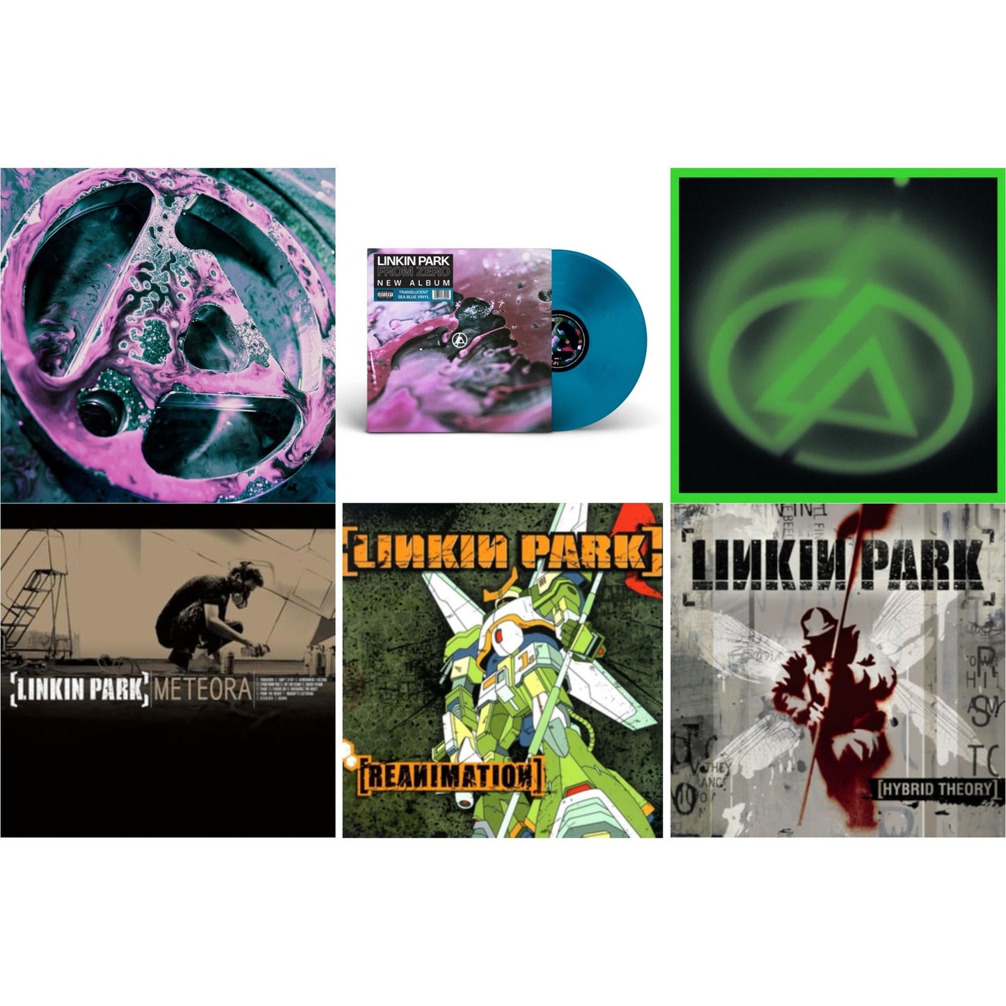 This is a 6 LP Vinyl SKU bundle.
1.This LP Vinyl is brand new.Format: LP VinylThis item's title is: From Zero (Deluxe/2LP/Translucent Emerald Green Vinyl)Artist: Linkin ParkBarcode: 093624834915Release Date: 5/16/2025
2.This LP Vinyl is brand new.