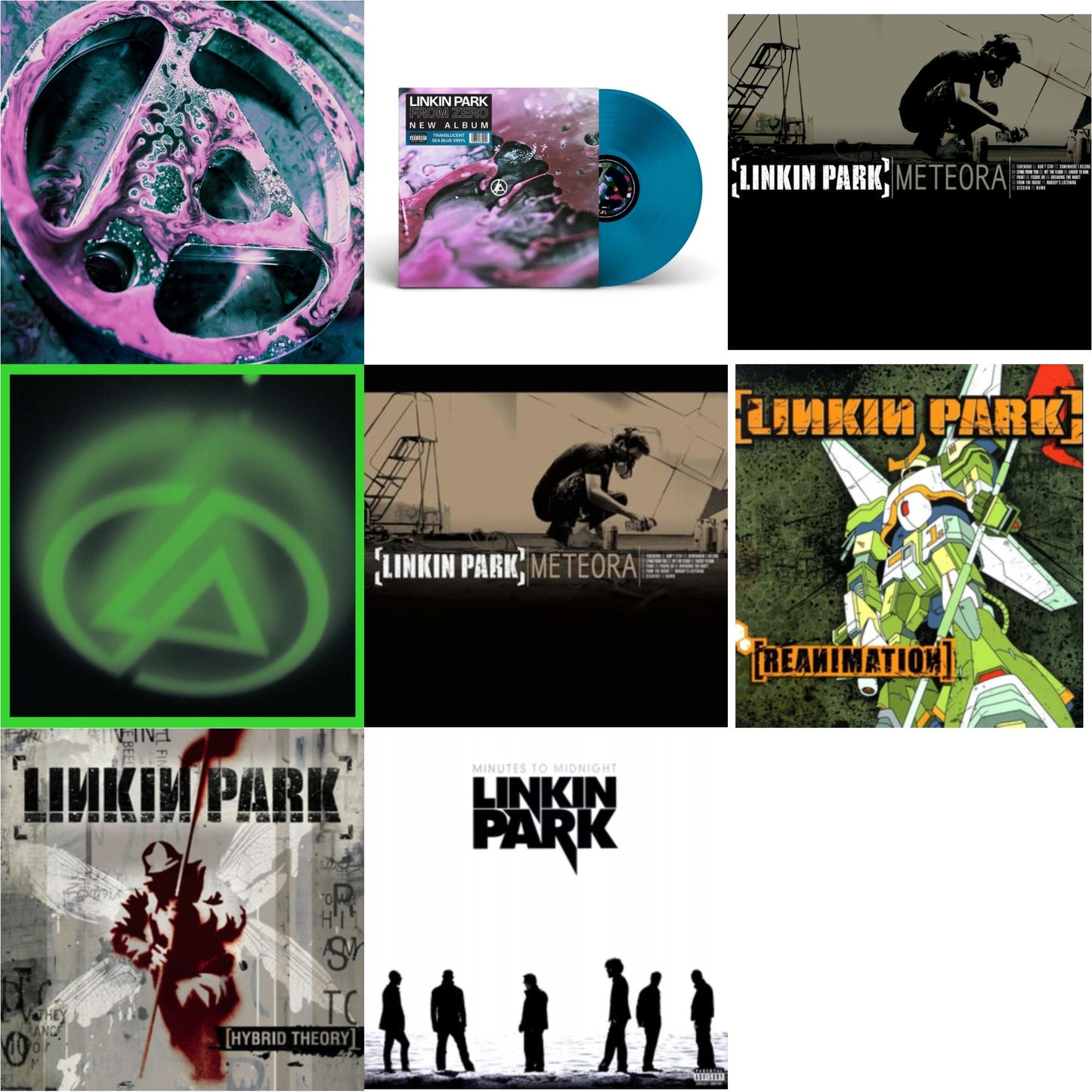 This is a 8 LP Vinyl SKU bundle.
1.This LP Vinyl is brand new.Format: LP VinylThis item's title is: From Zero (Deluxe/2LP/Translucent Emerald Green Vinyl)Artist: Linkin ParkBarcode: 093624834915Release Date: 5/16/2025
2.This LP Vinyl is brand new.