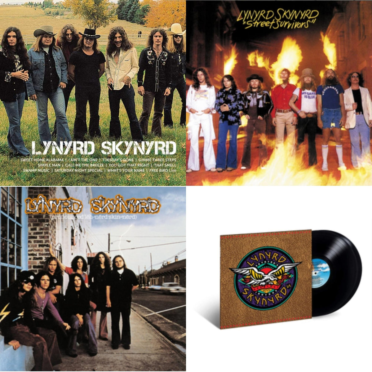 Lynyrd Skynyrd - Pronounced Leh-Nerd Skin-Nerd & Street Survivors & Icon & Skynyrd's Innyrds (Their Greatest Hits) - LP Vinyl Bundle