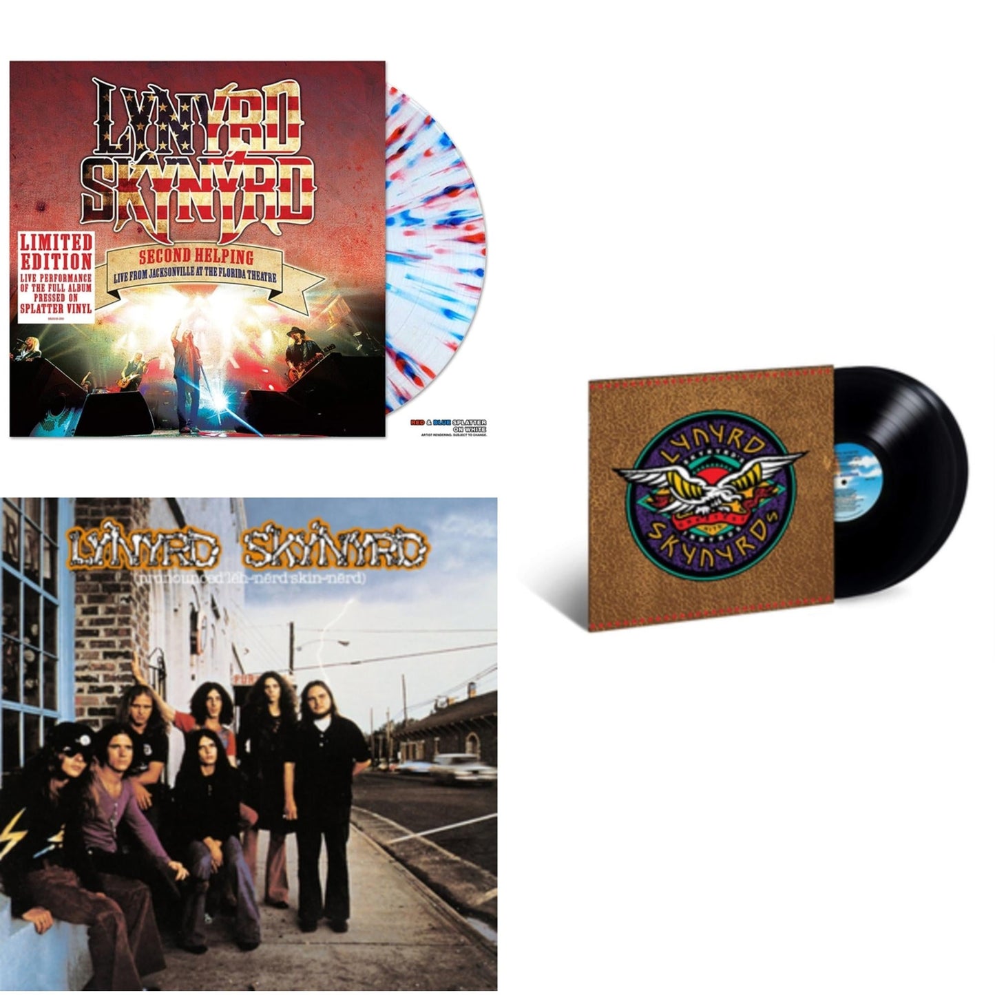 This is a 3 LP Vinyl SKU bundle.
1.This LP Vinyl is brand new.Format: LP VinylMusic Style: Southern RockThis item's title is: Pronounced Leh-Nerd Skin-NerdArtist: Lynyrd SkynyrdLabel: GEFFENBarcode: 600753550168Release Date: 7/31/2015
2.This LP Vinyl is brand new.